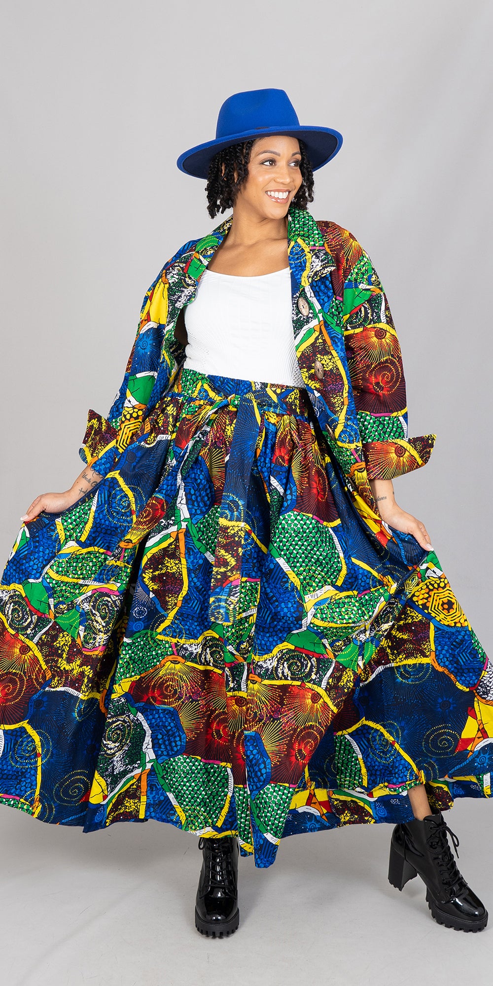 KaraChic 7001-612 Elastic Waist African Print Maxi Skirt