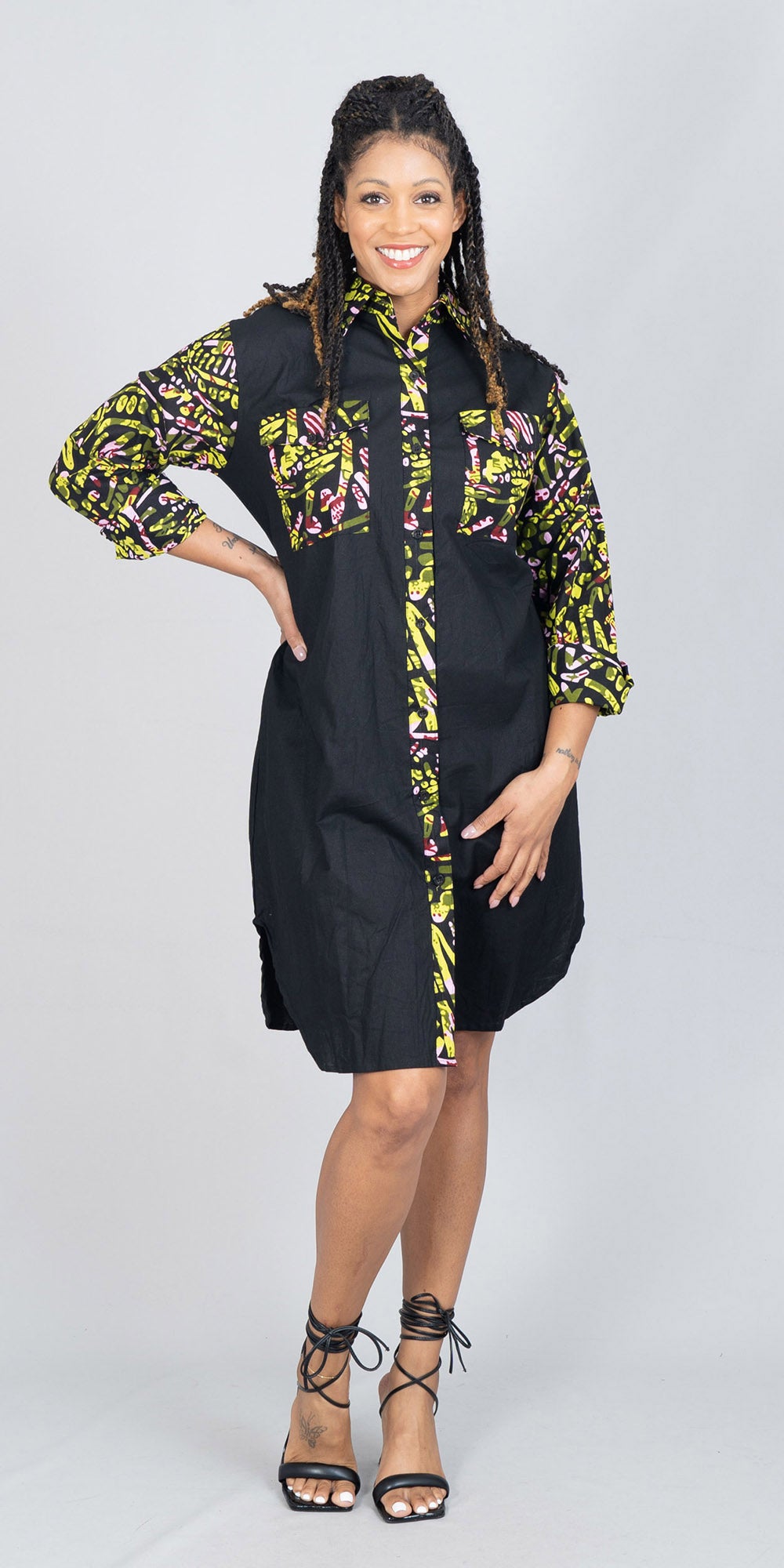 KaraChic 7755S-592 - African Print and Solid Dress