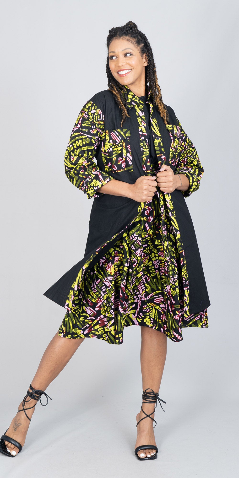 KaraChic 7755S-592 - African Print and Solid Dress