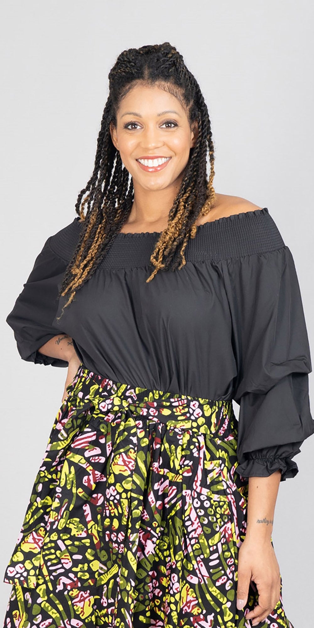 KaraChic CHH17068P - Black - Off-shoulder Plus Size Top