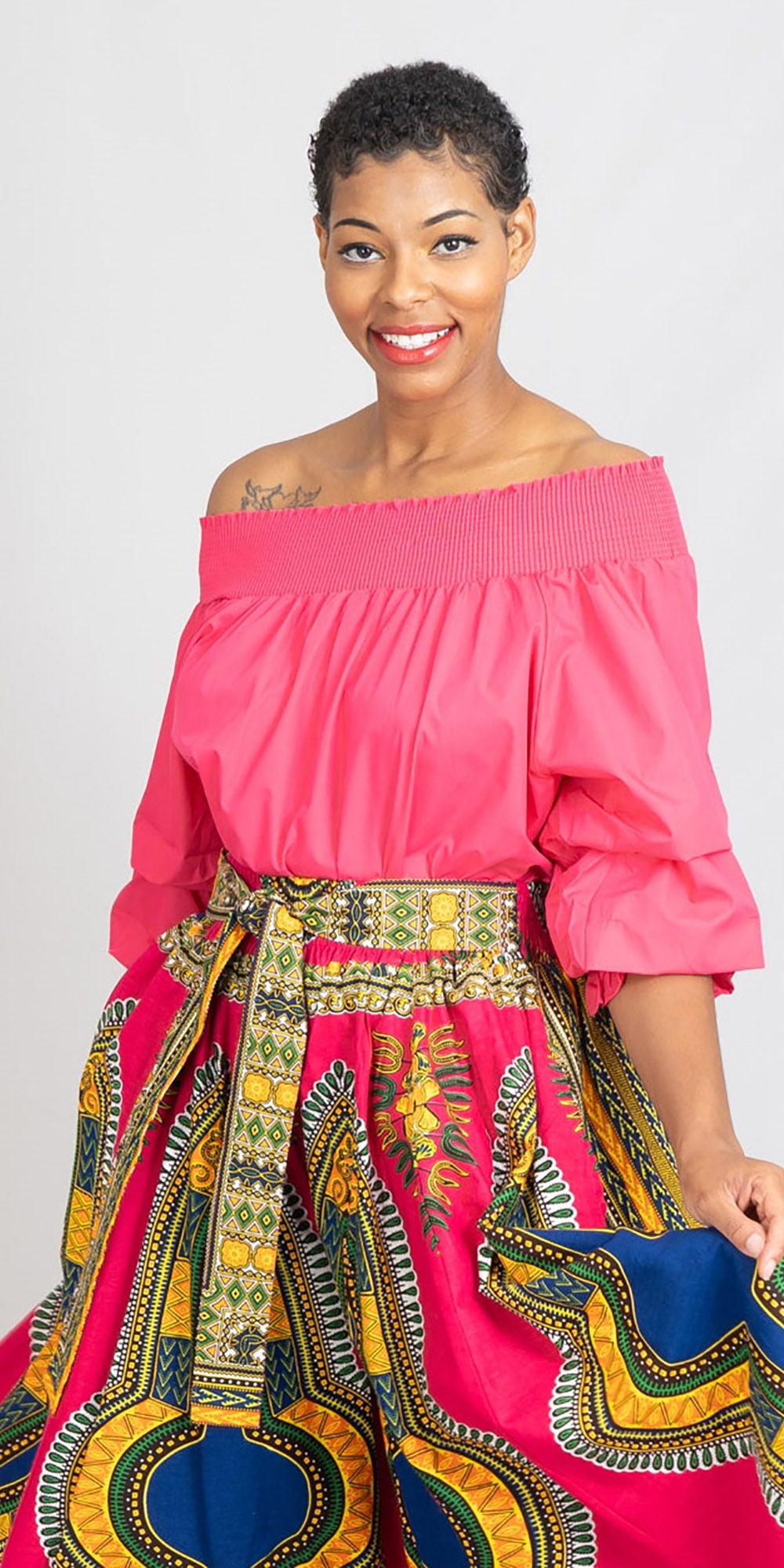 KaraChic CHH17068P - Fuchsia - Off-shoulder Plus Size Top