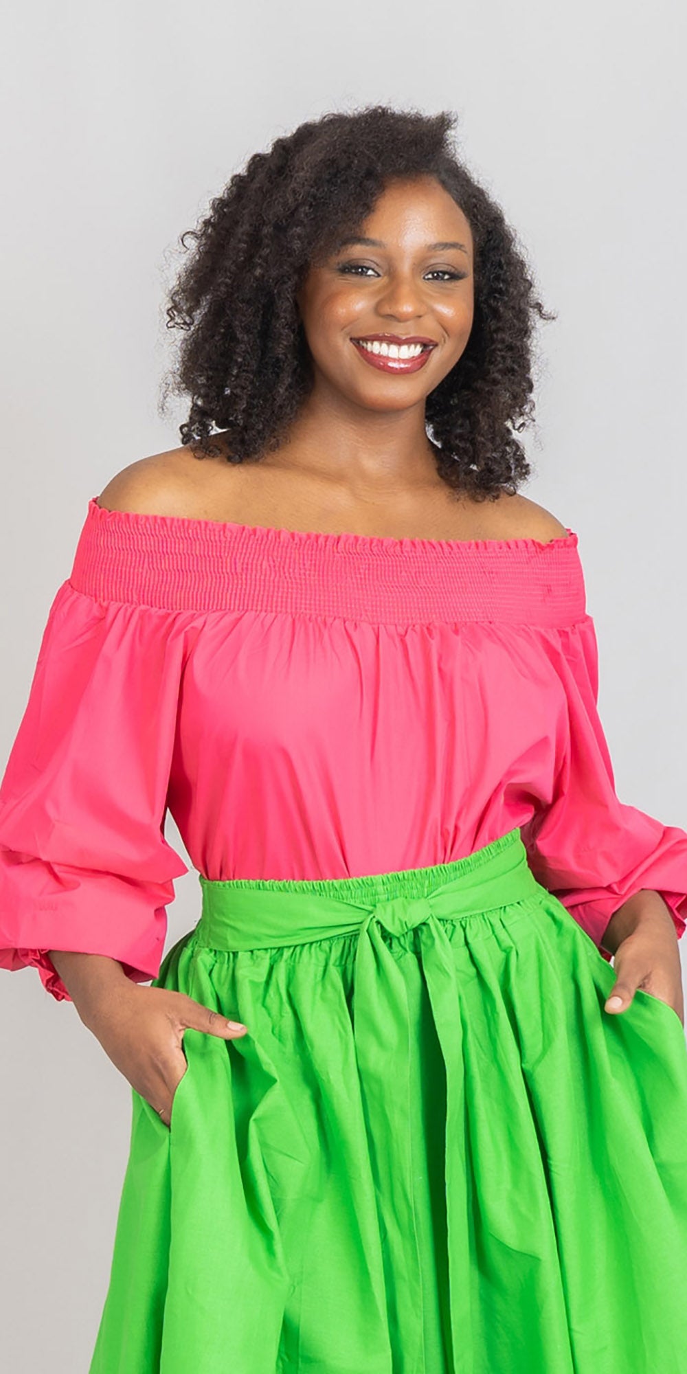 KaraChic CHH17068P - Fuchsia - Off-shoulder Plus Size Top