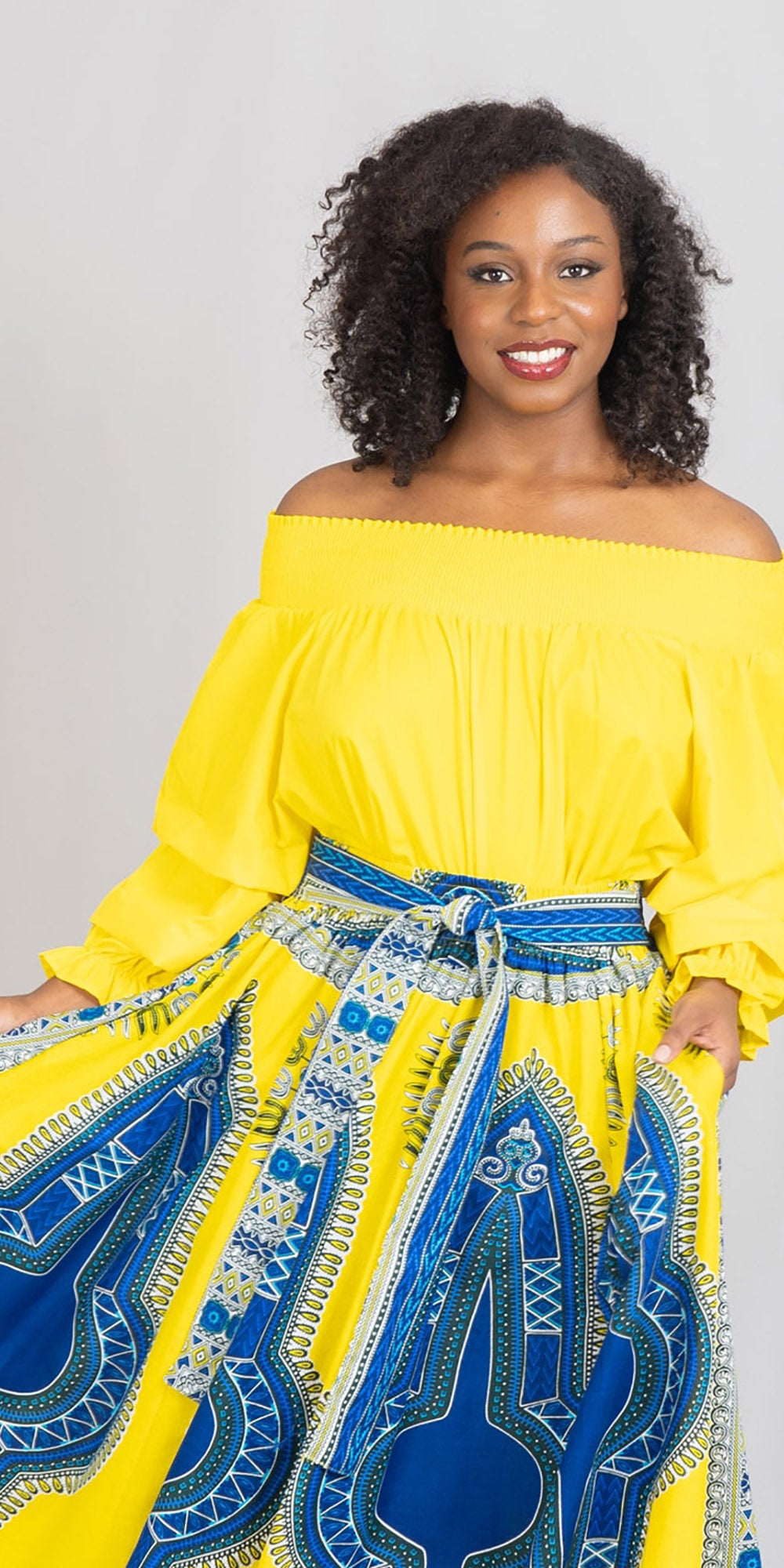 KaraChic CHH17068P - Yellow - Off-shoulder Plus Size Top