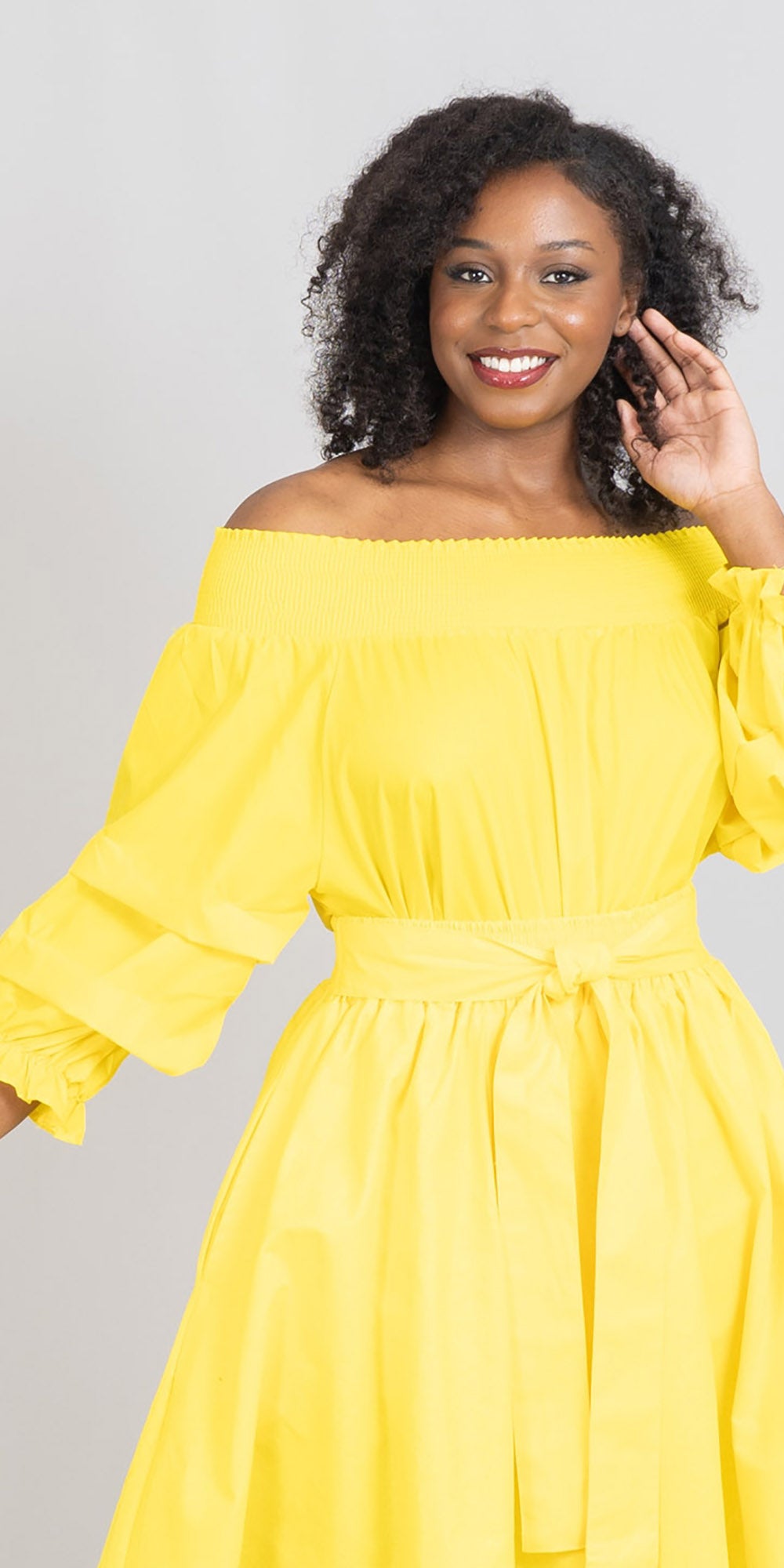 KaraChic CHH17068P - Yellow - Off-shoulder Plus Size Top