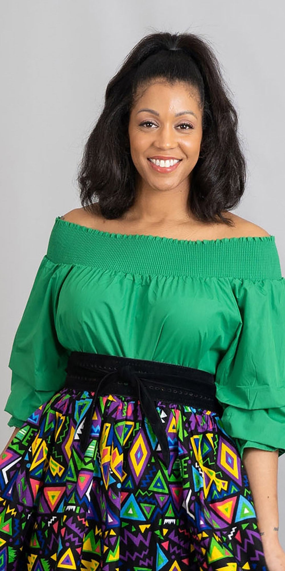 KaraChic CHH17068P - Green - Off-shoulder Plus Size Top