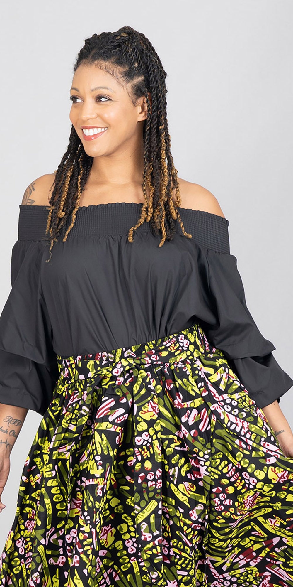 KaraChic CHH17068P - Black - Off-shoulder Plus Size Top