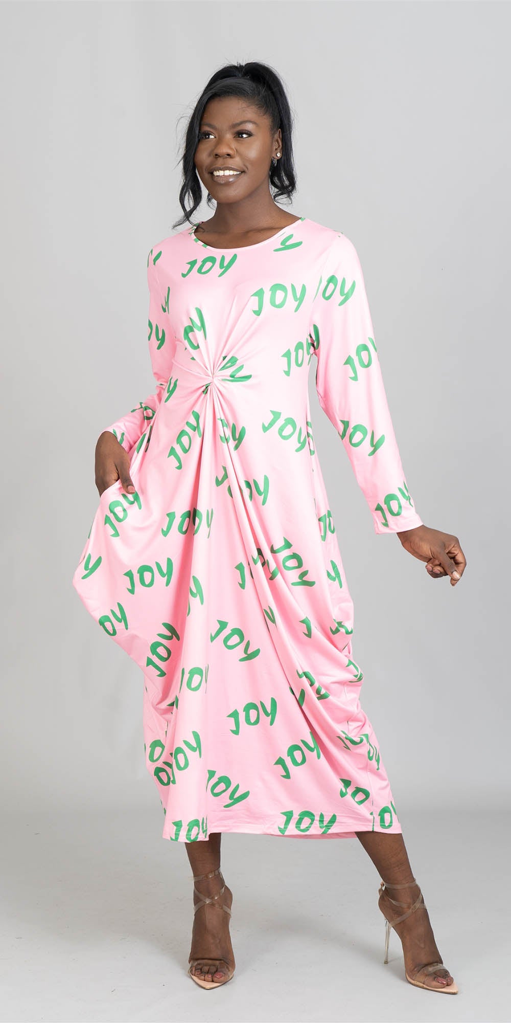 KaraChic CHH22108 - Pink Green - Knit Maxi Dress