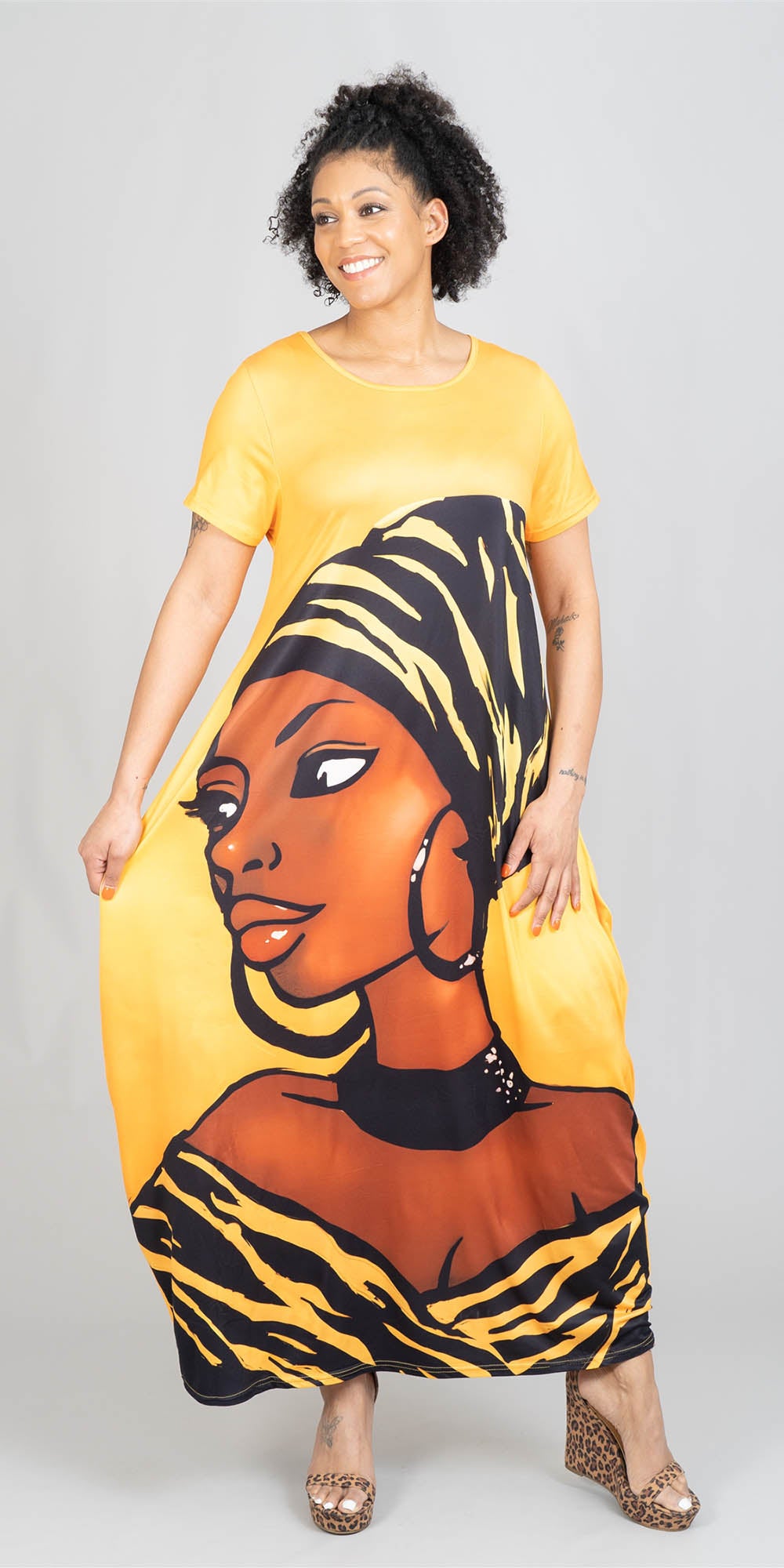 KaraChic - CHH22160 - Face Print Knit Maxi Dress