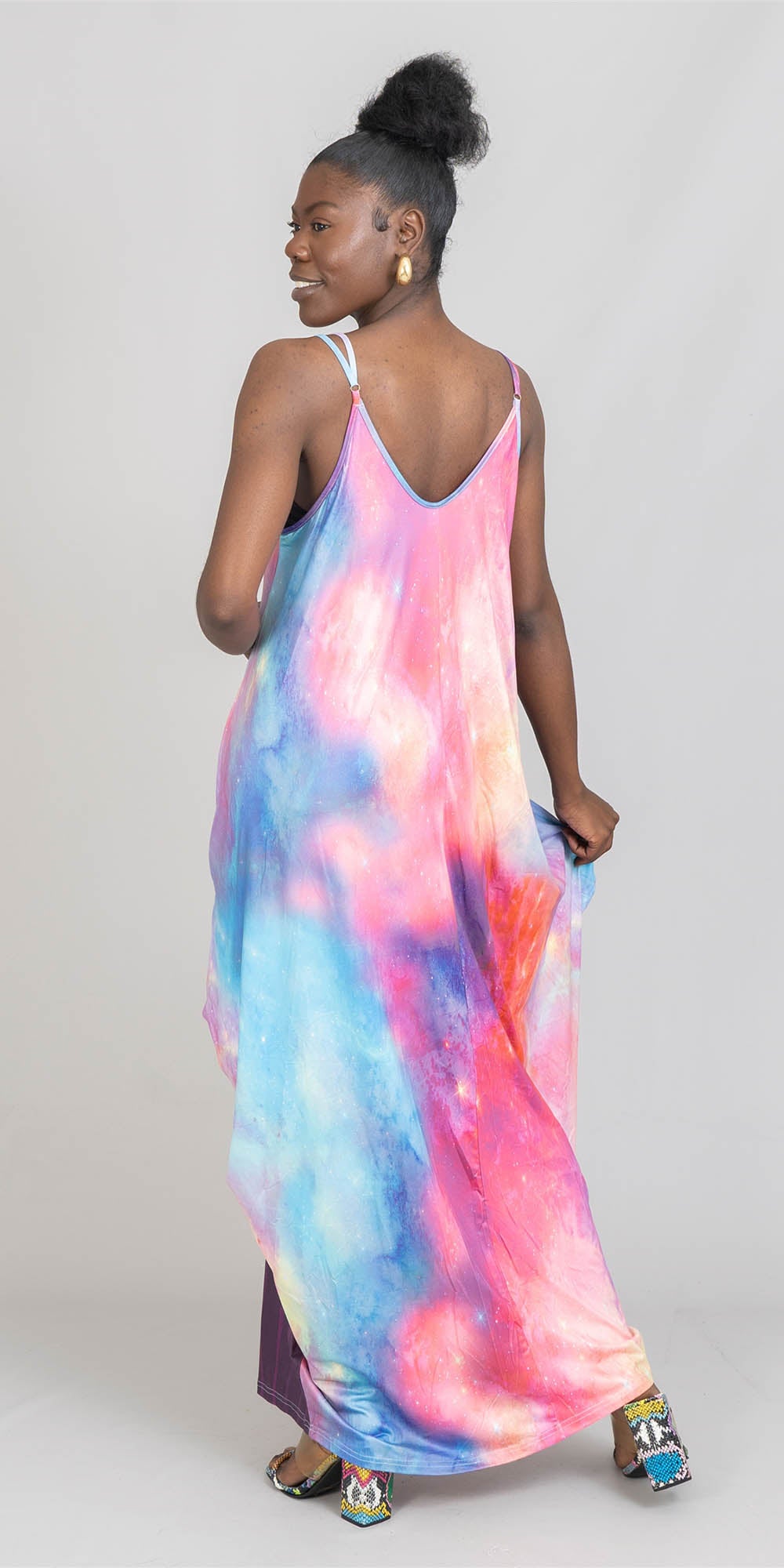 KaraChic - CHH23012 - Sleeveless Face Print Knit Maxi Dress