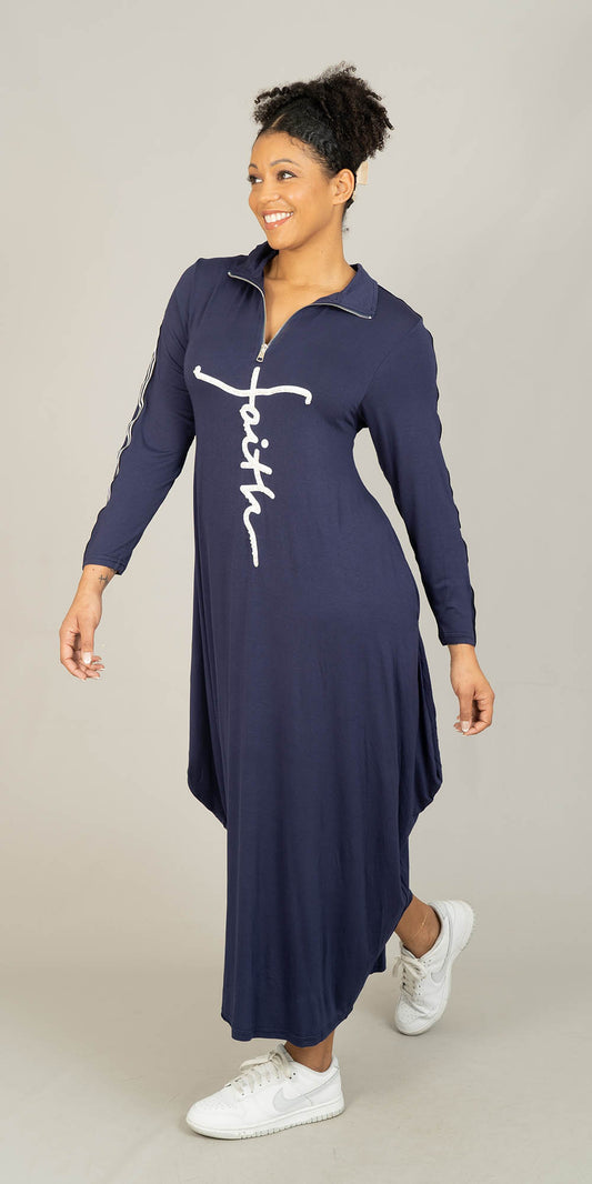 KaraChic CHH23052LS - Navy - Faith Pearl Embellished Knit Maxi Dress