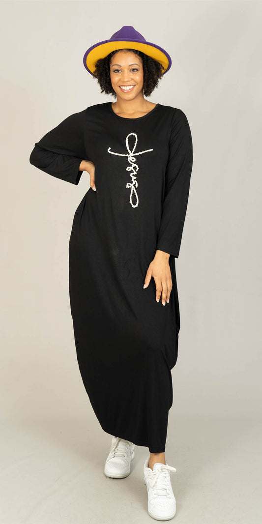 KaraChic CHH23055LS - Black - Pearl Embellished Knit Maxi Dress