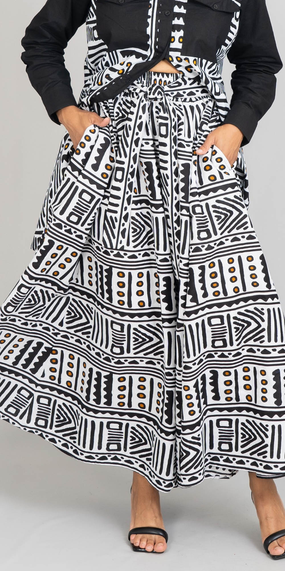 KaraChic - 7001-591 - Elastic Waist African Print Maxi Skirt