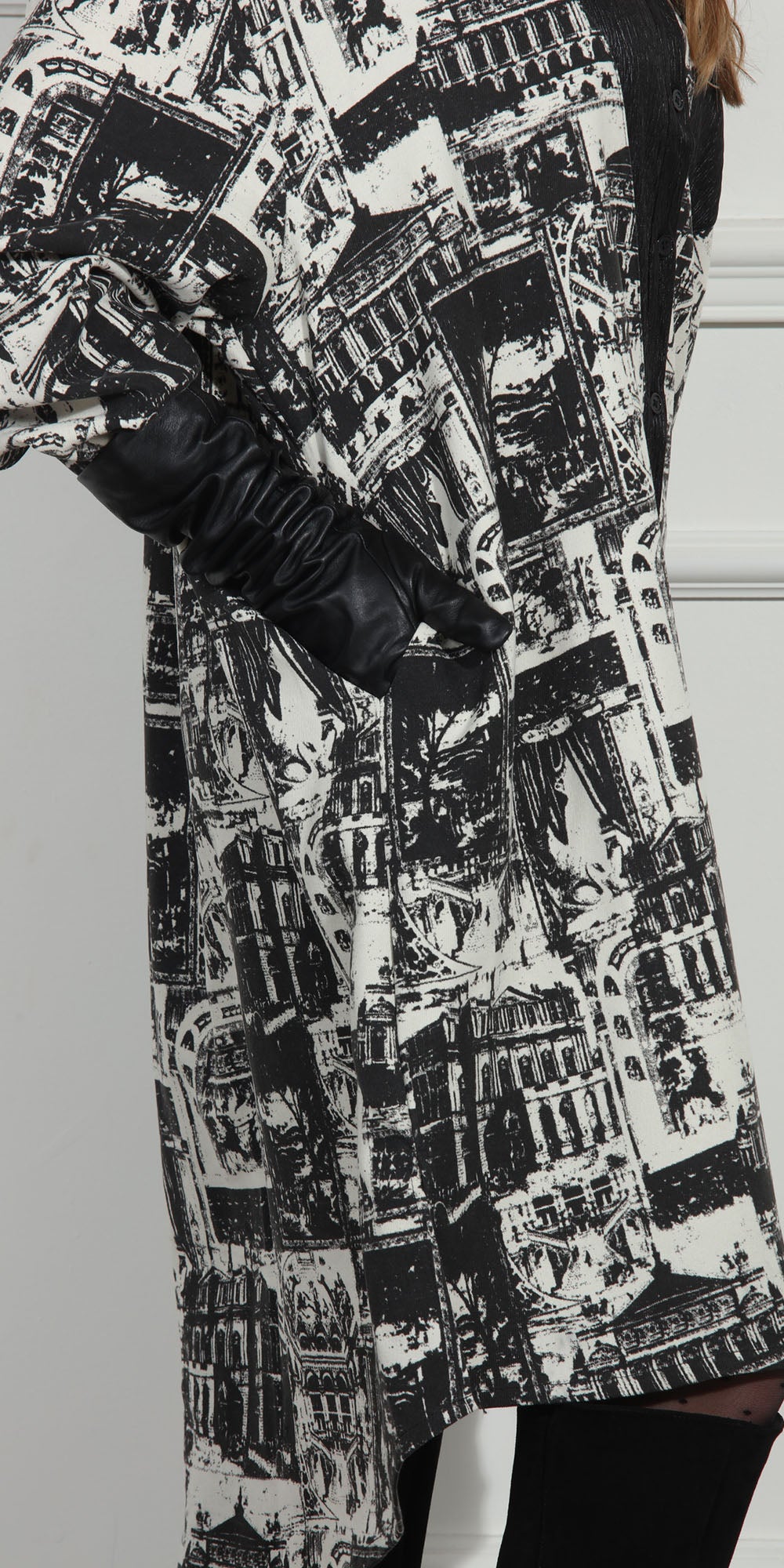 Luxe Moda - Beige Black - LM249 Print Coat