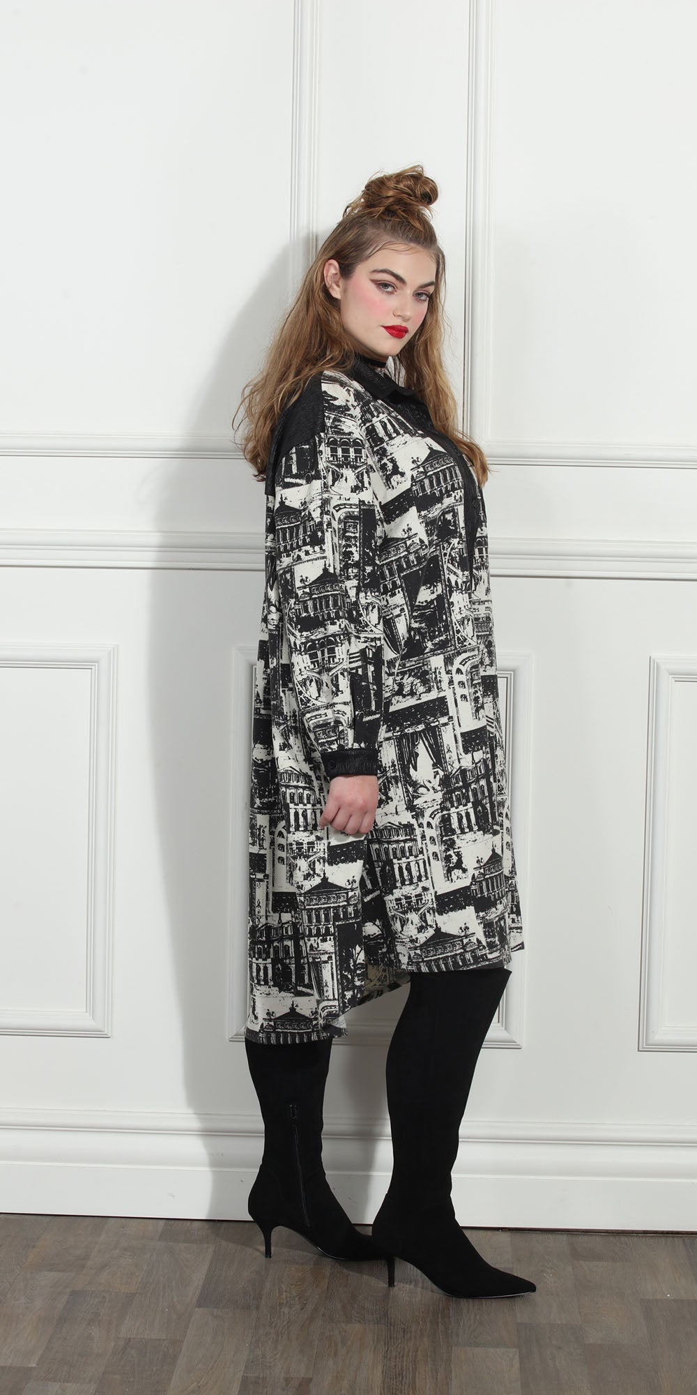 Luxe Moda - Beige Black - LM249 Print Coat