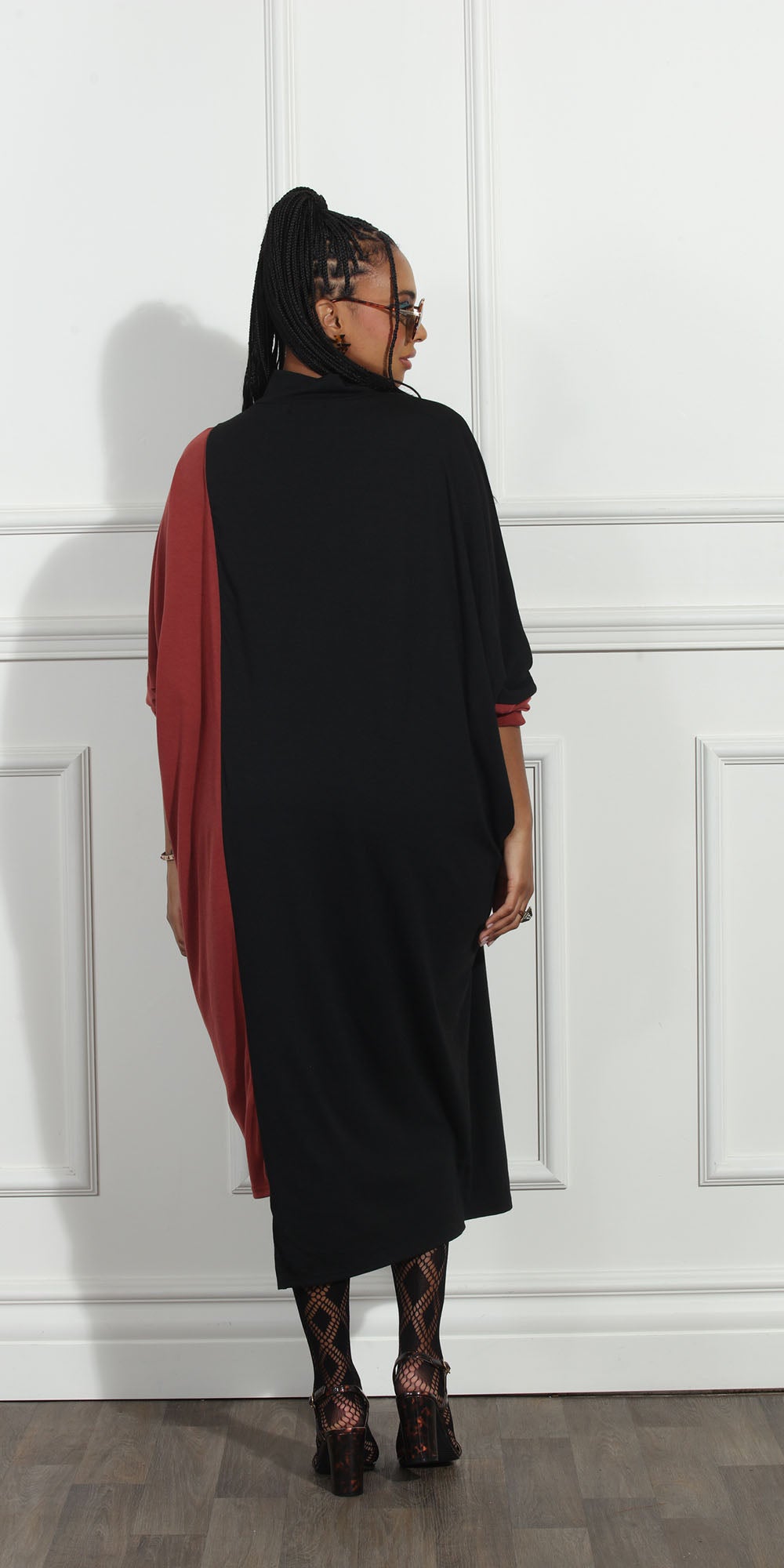 Luxe Moda LM251 - Black Wine - Two-tone Knit Dress
