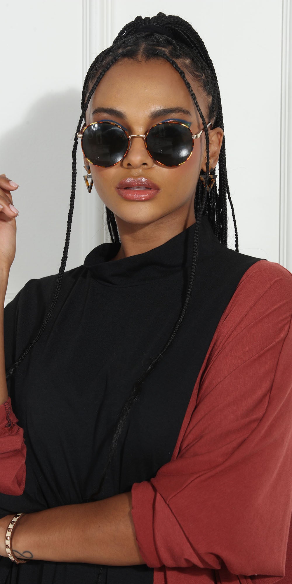 Luxe Moda LM251 - Black Wine - Two-tone Knit Dress