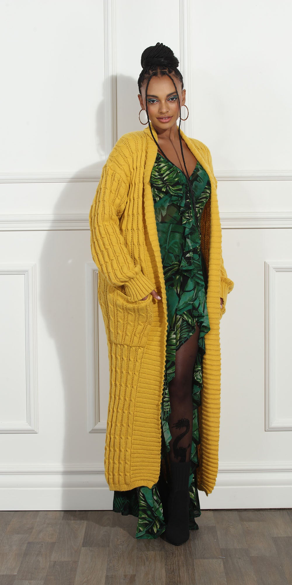 Luxe Moda LM260 - Mustard - Long Knit Cardigan