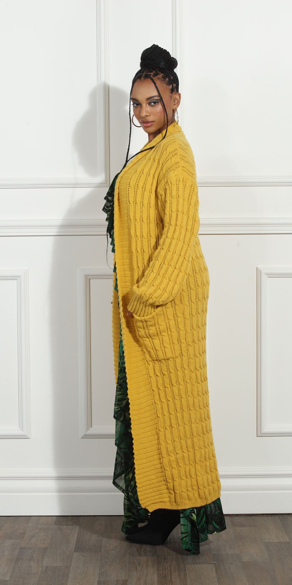 Luxe Moda LM260 - Mustard - Long Knit Cardigan