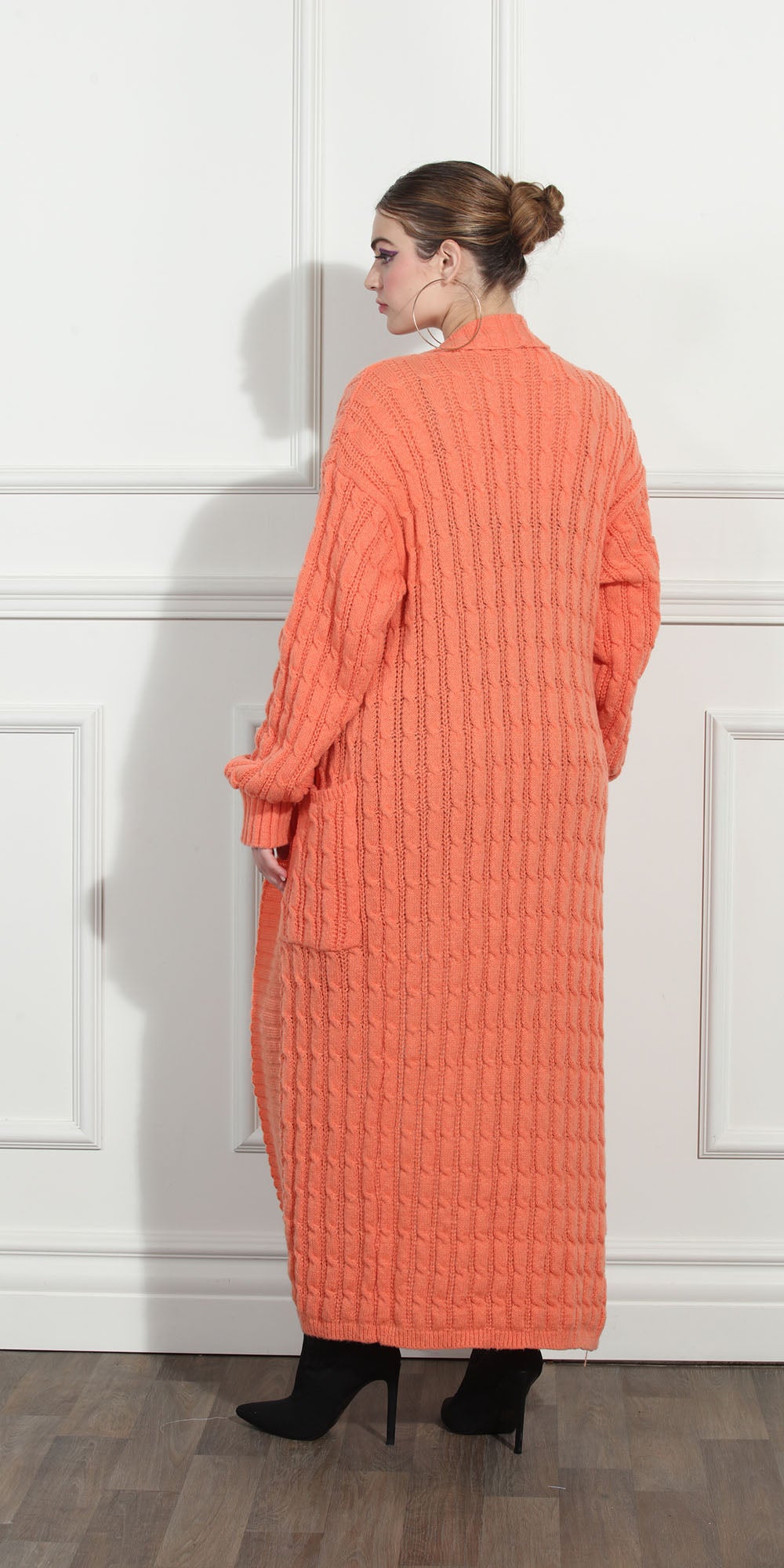 Luxe Moda LM260 - Orange - Long Knit Cardigan