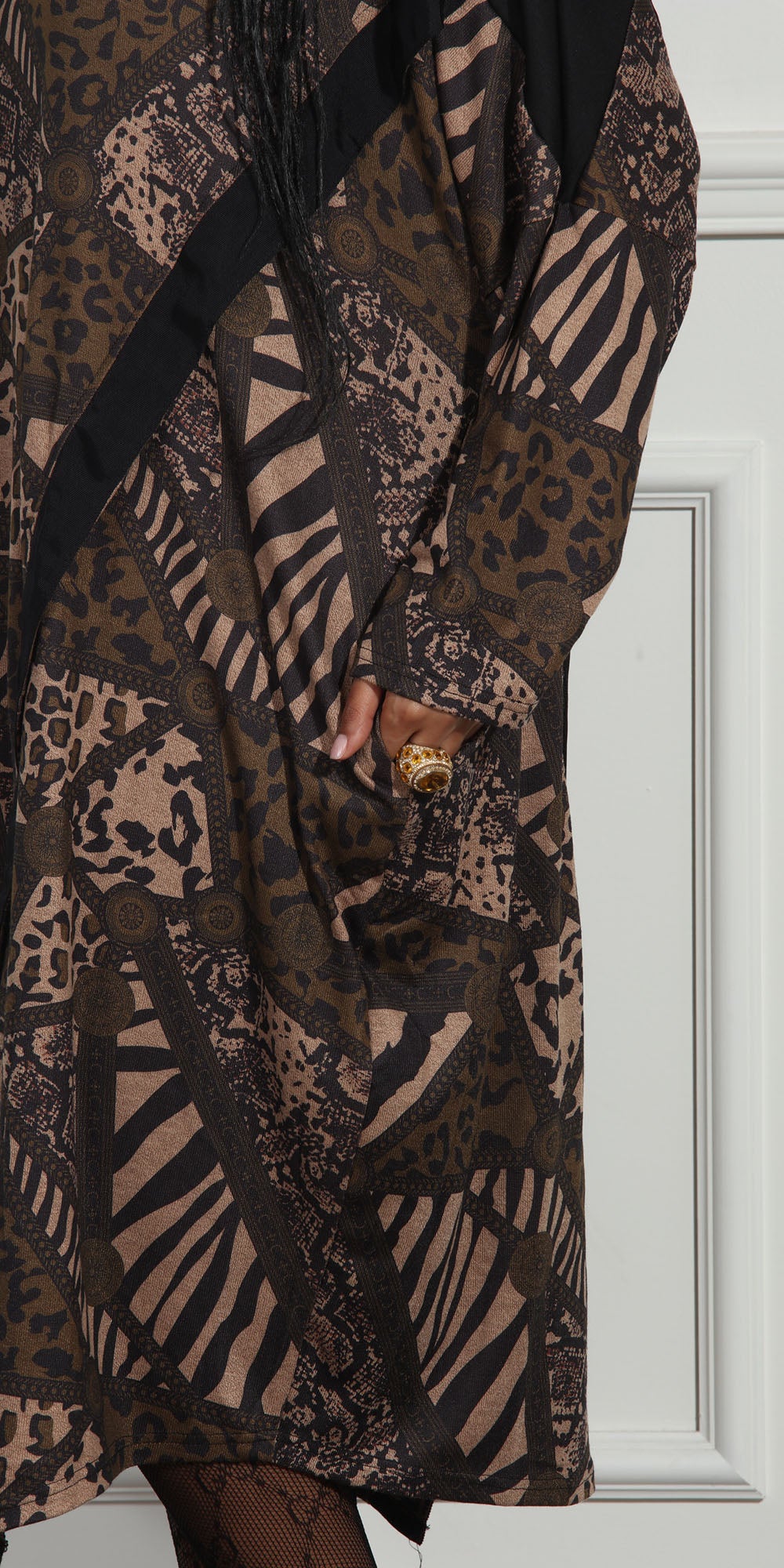Luxe Moda LM262 - Black Coffee - Animal Print Knit Dress