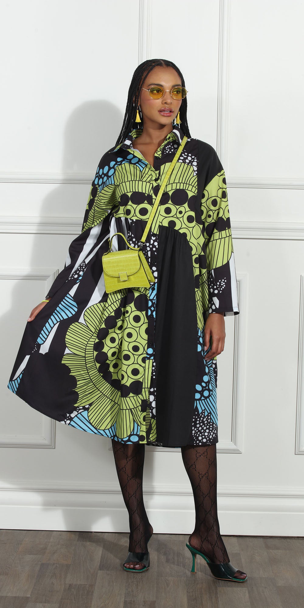 Luxe Moda LM267 - Multi - Print Button Front Dress