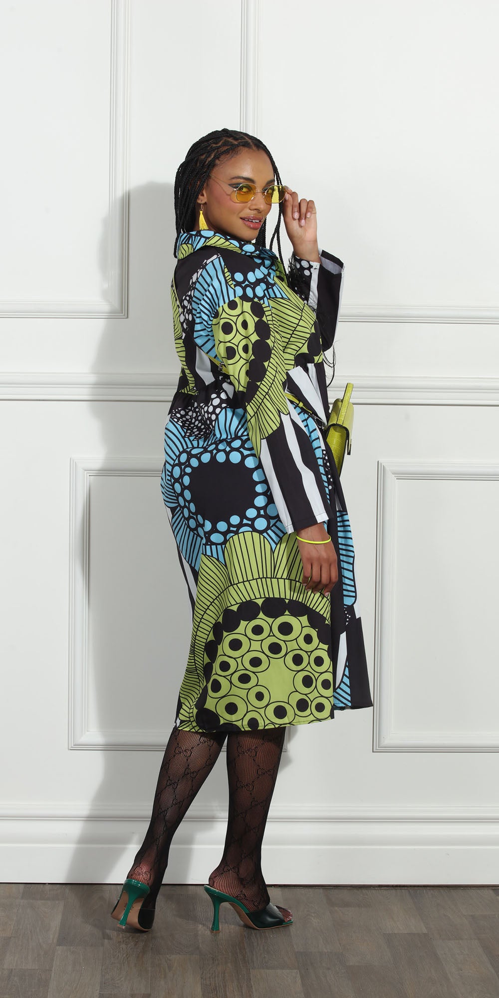 Luxe Moda LM267 - Multi - Print Button Front Dress