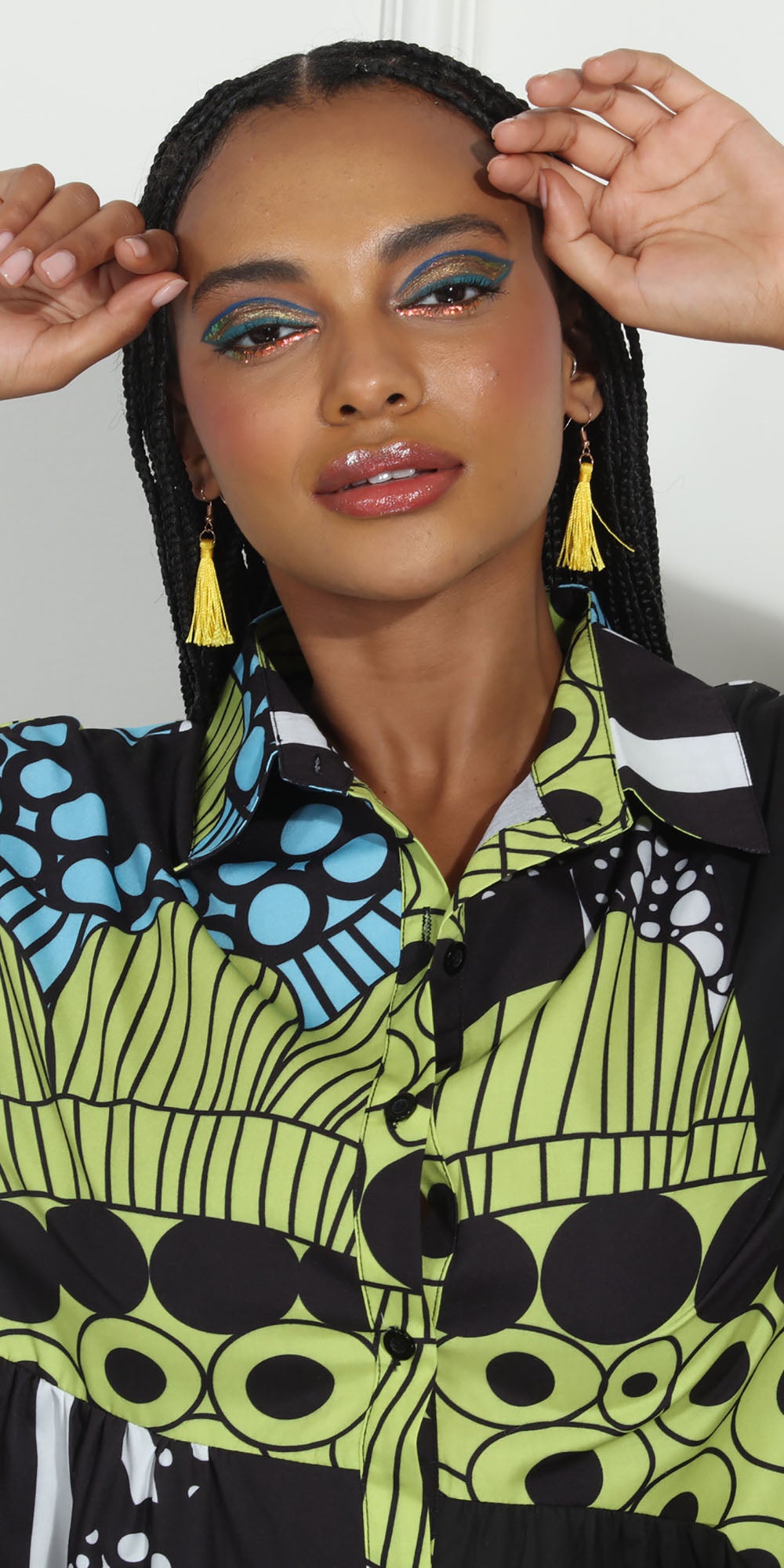 Luxe Moda LM267 - Multi - Print Button Front Dress