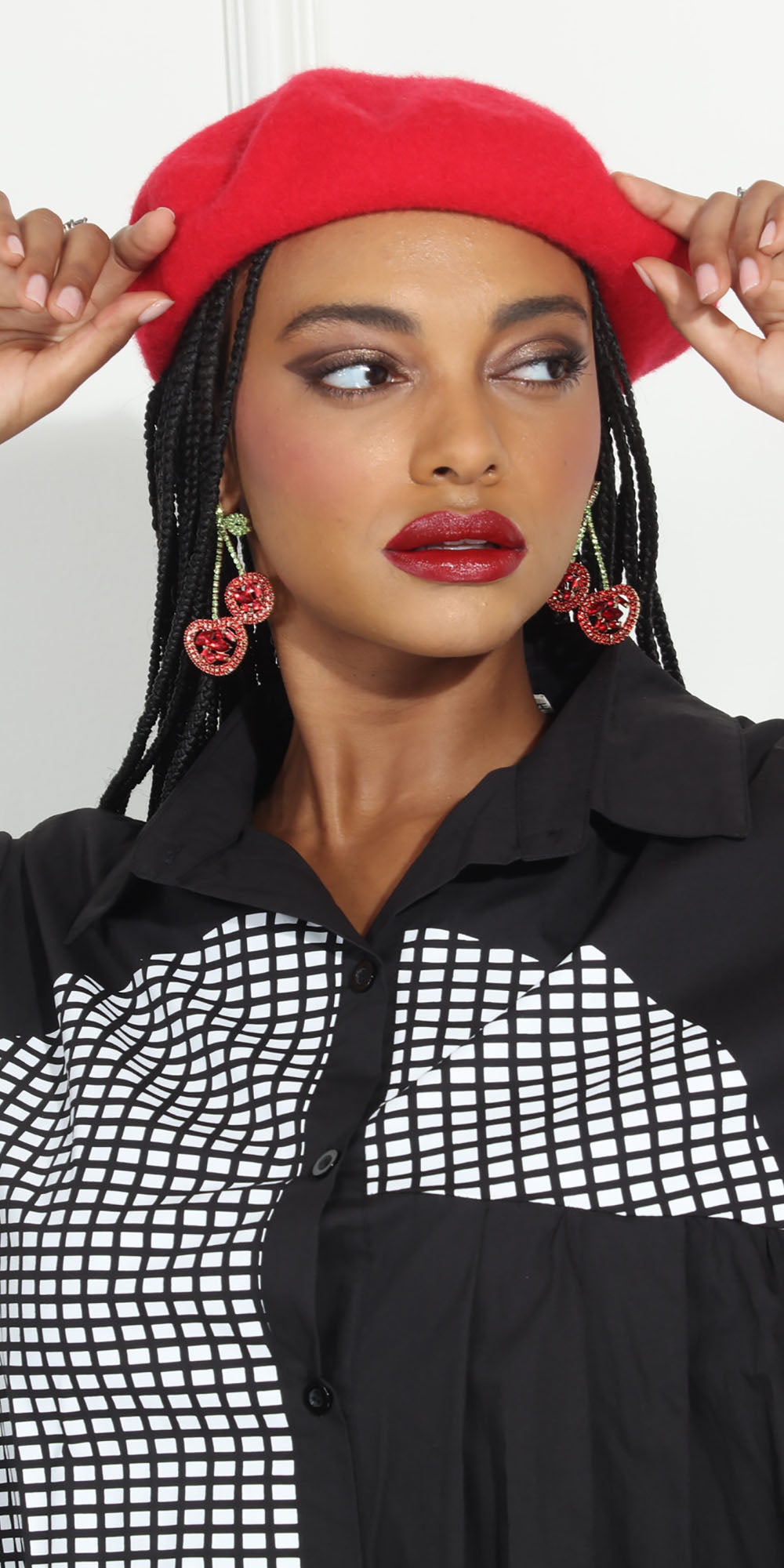 Luxe Moda LM270 - Black White - Circle Print Button Front Dress