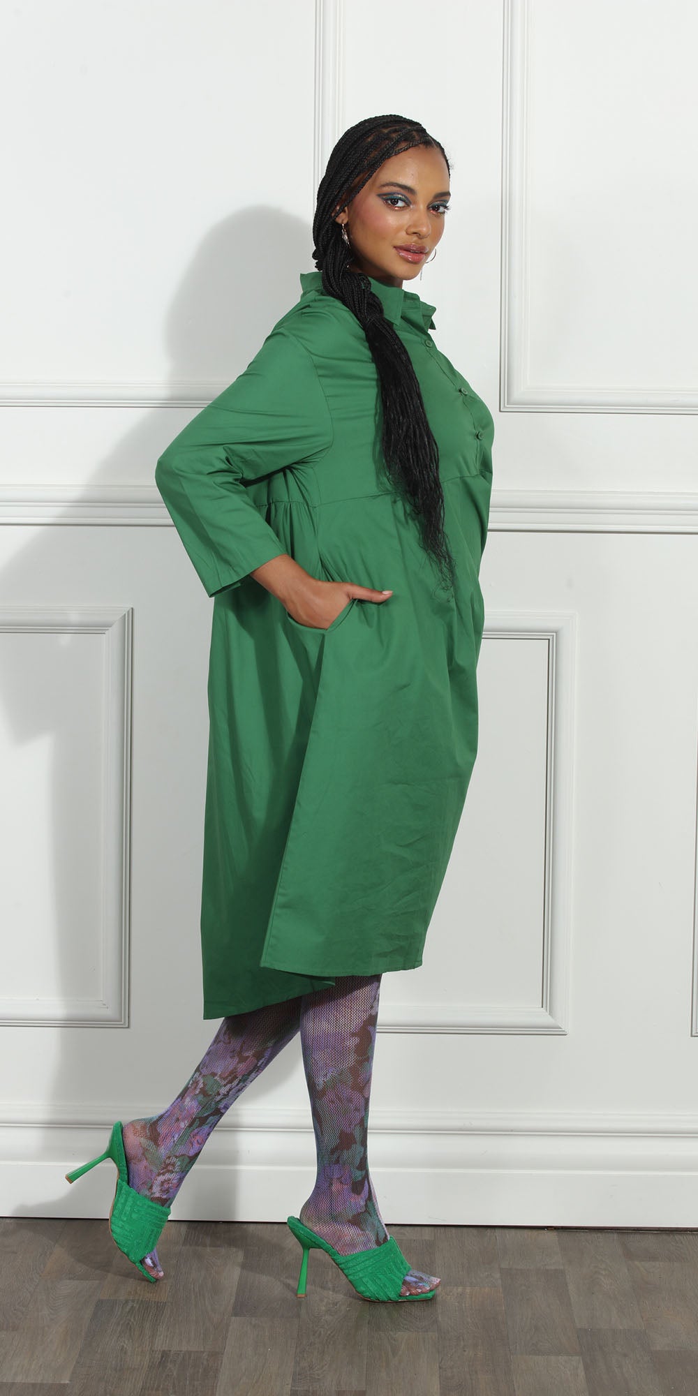 Luxe Moda LM271 -Green - Floral Applique Dress