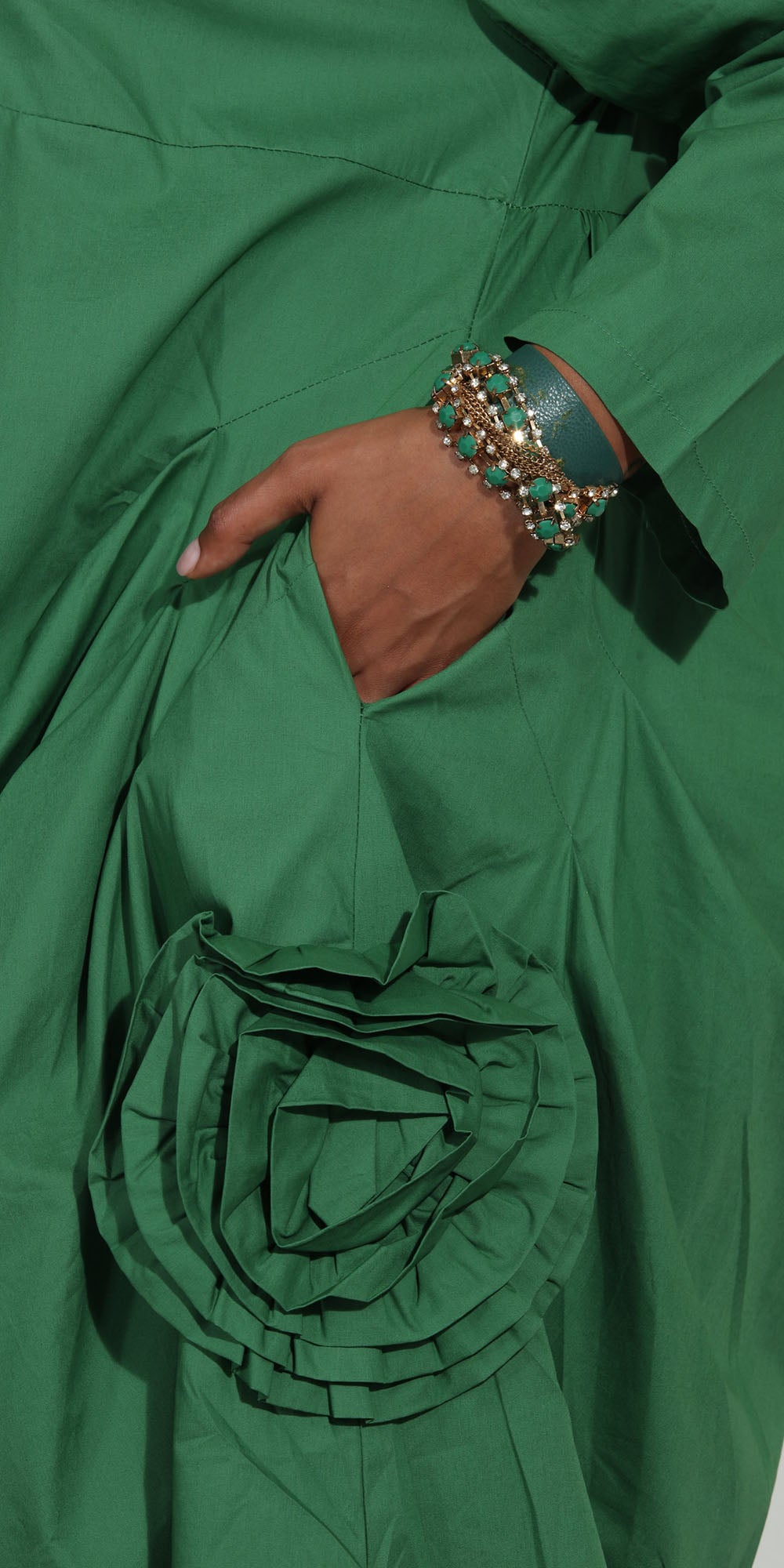 Luxe Moda LM271 -Green - Floral Applique Dress