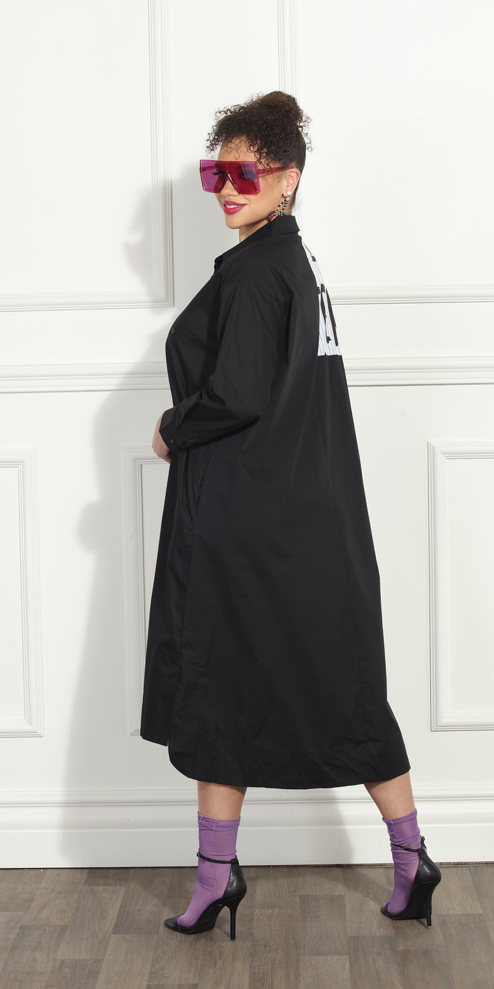 Luxe Moda LM284 - Black White - Two Tone Graphic Print Dress