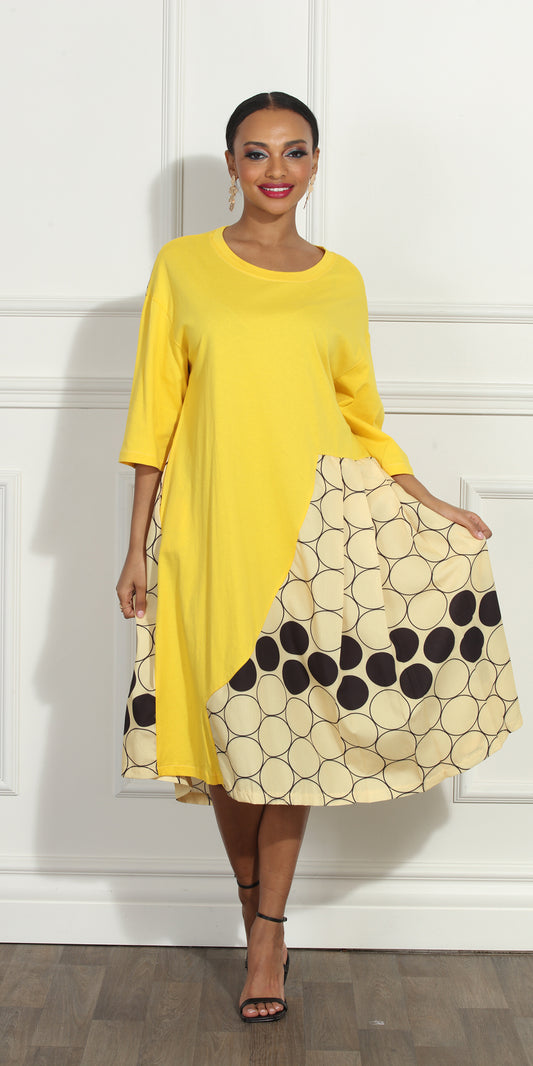 Luxe Moda LM290 - Yellow - Print Dress