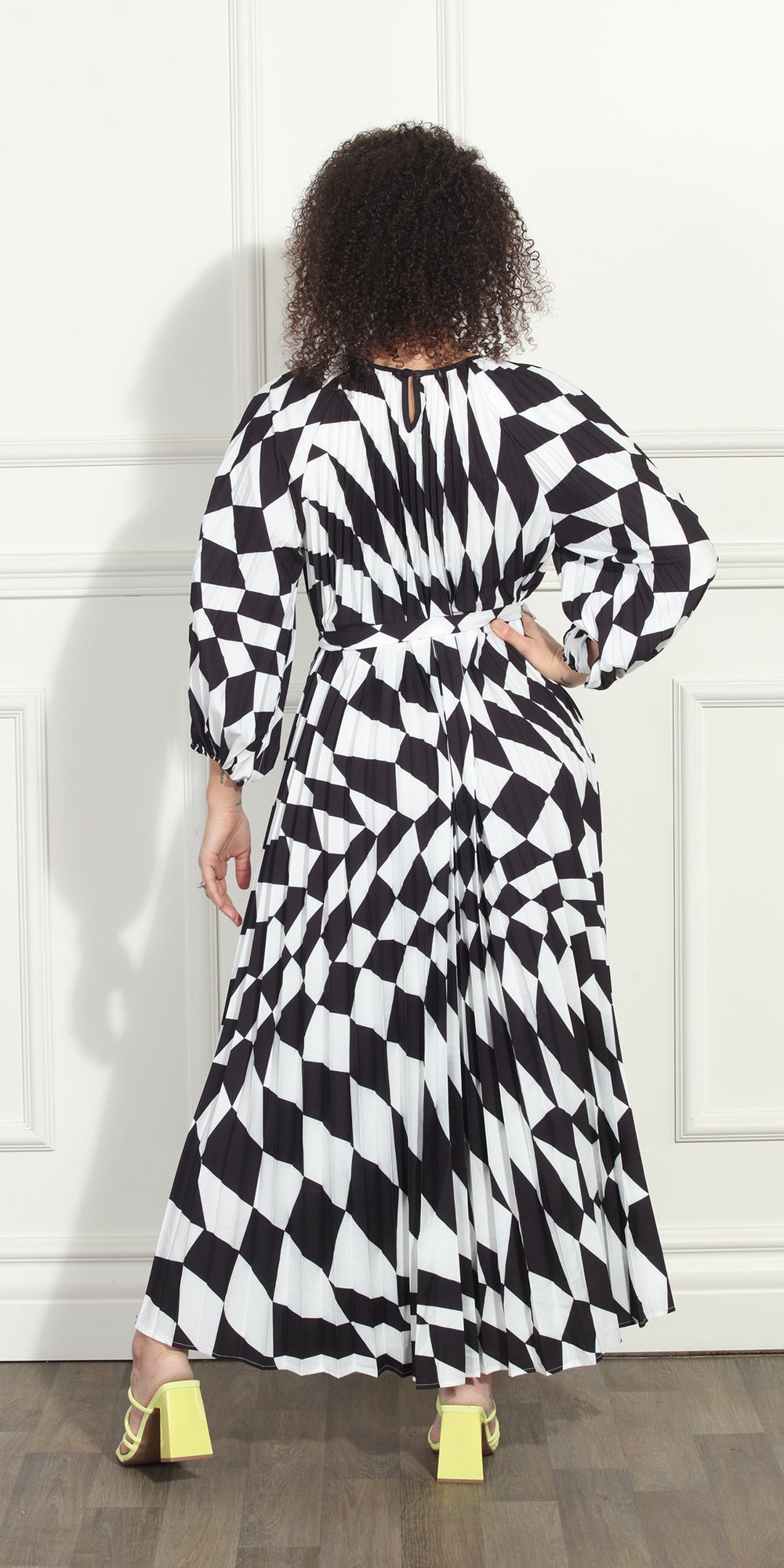Luxe Moda LM300 - Black White - Geometric Print Dress