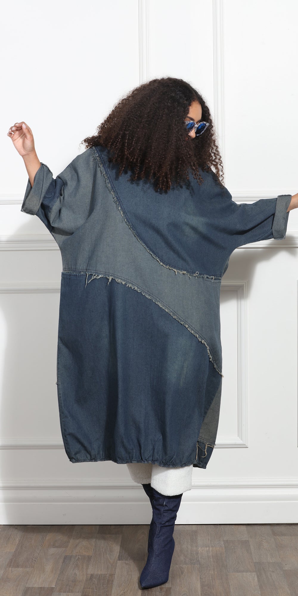 Luxe Moda LM376 - Blue Denim - Denim on Denim Dress