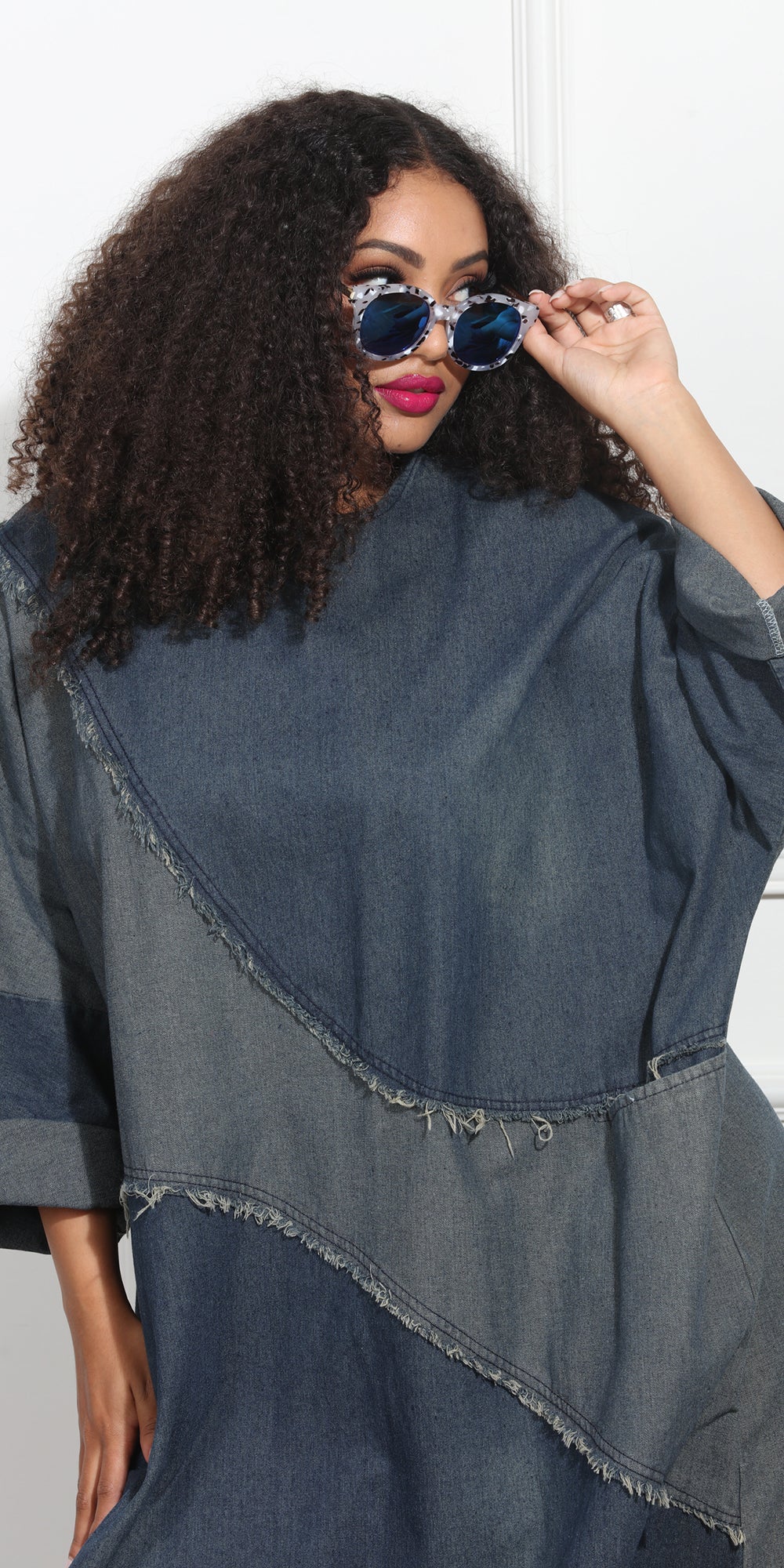 Luxe Moda LM376 - Blue Denim - Denim on Denim Dress