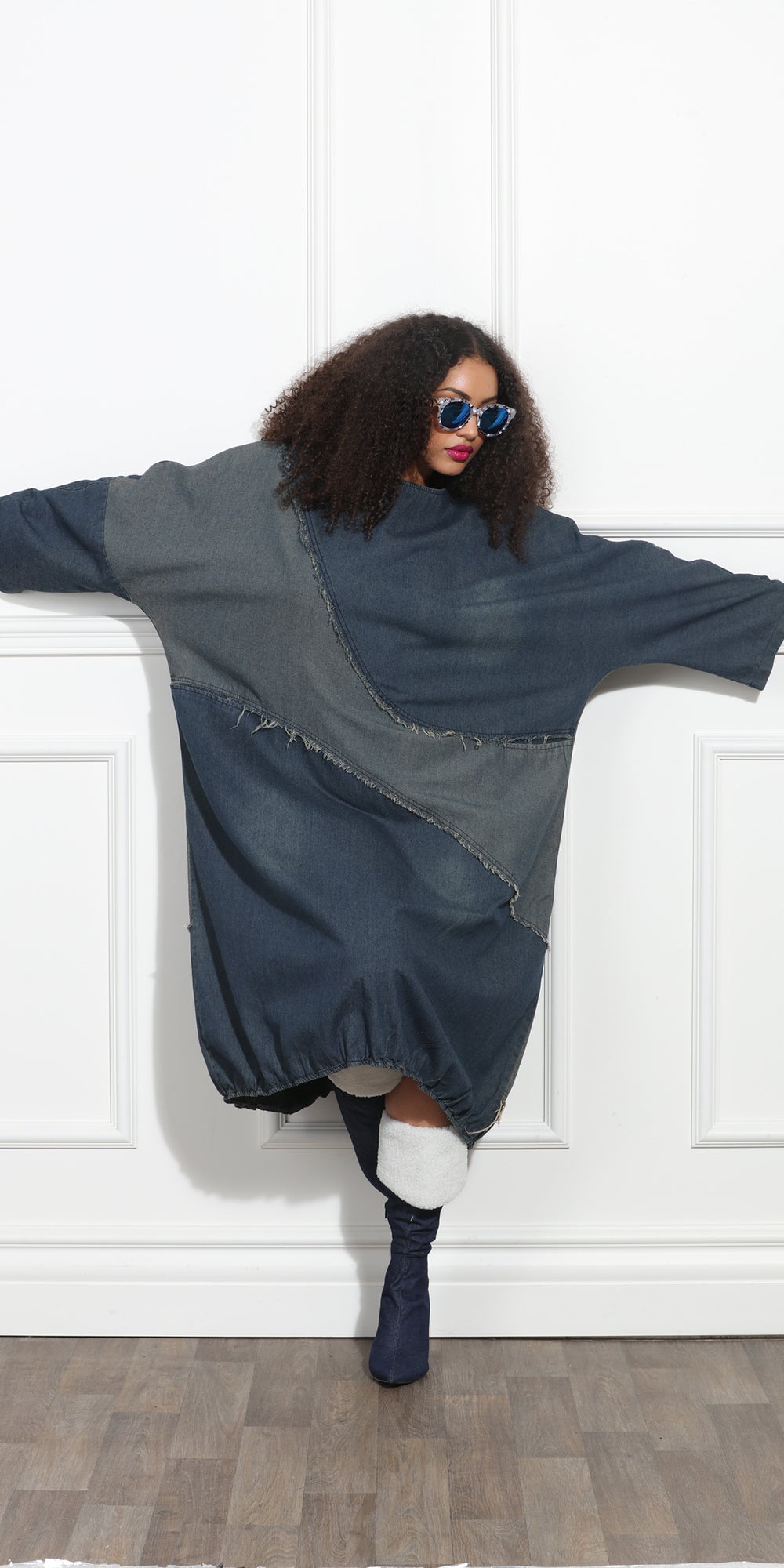 Luxe Moda LM376 - Blue Denim - Denim on Denim Dress