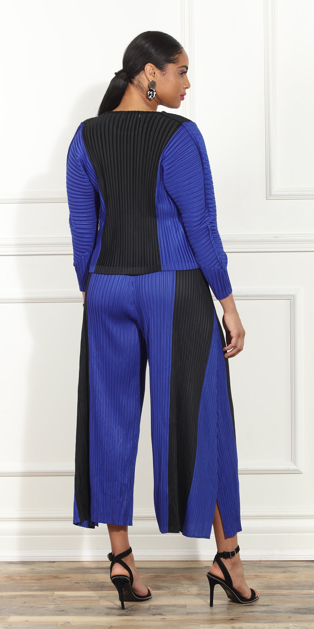 Luxe Moda LM439 - Royal - 2 pc Color Block Top and Pant Set