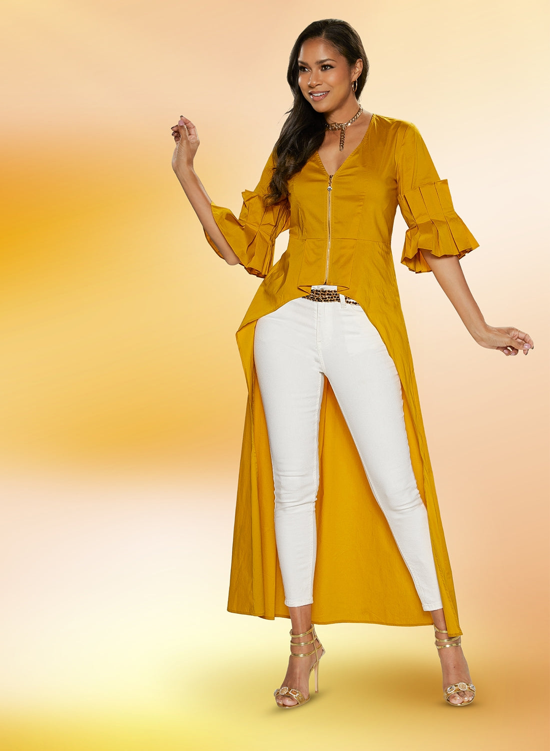 Love The Queen 17381 - Mustard - High-low Tunic Top