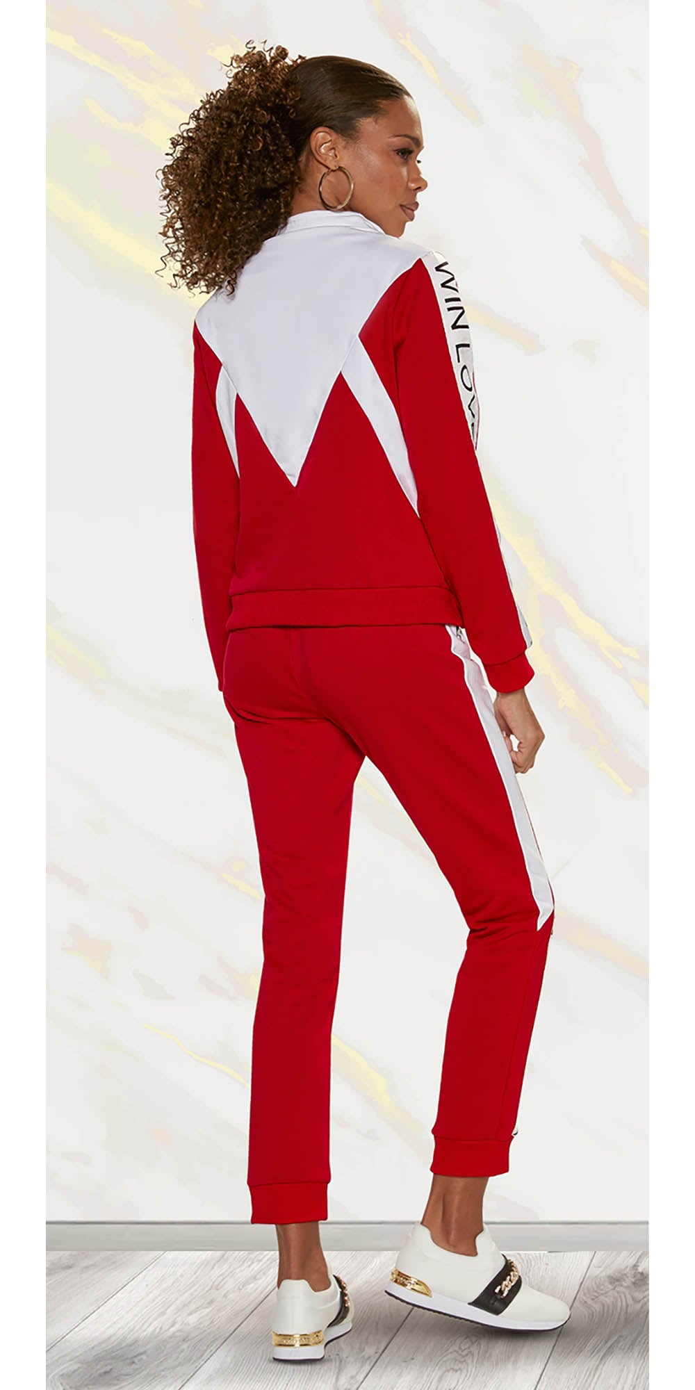 Love the Queen - 17385 - Red - 2pc Jacket Pant Jog Set