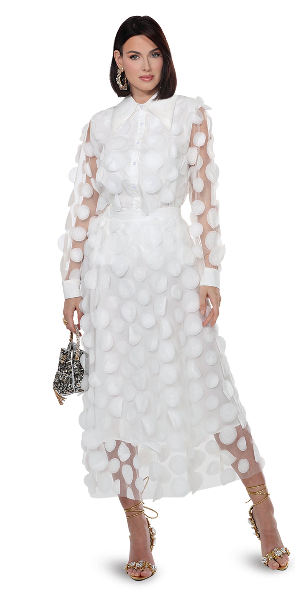 Love The Queen 17601 - White - 2 pc Top and Skirt