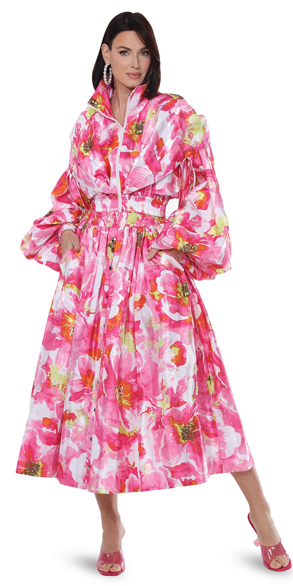 Love The Queen 17612 - Floral Pink - 2 pc Skirt Set