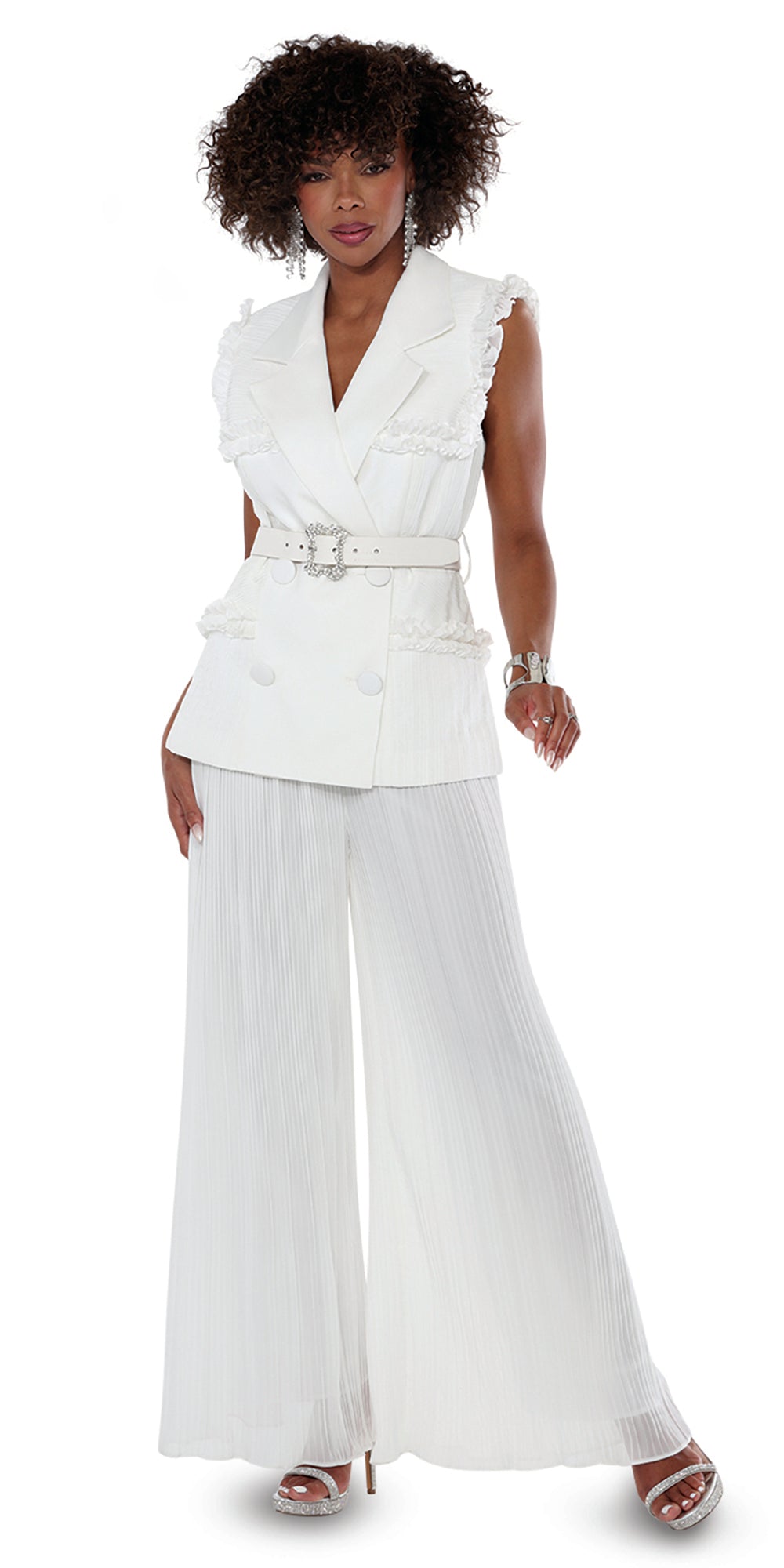 Love The Queen 17616 - Off White - 2 pc Pant Set