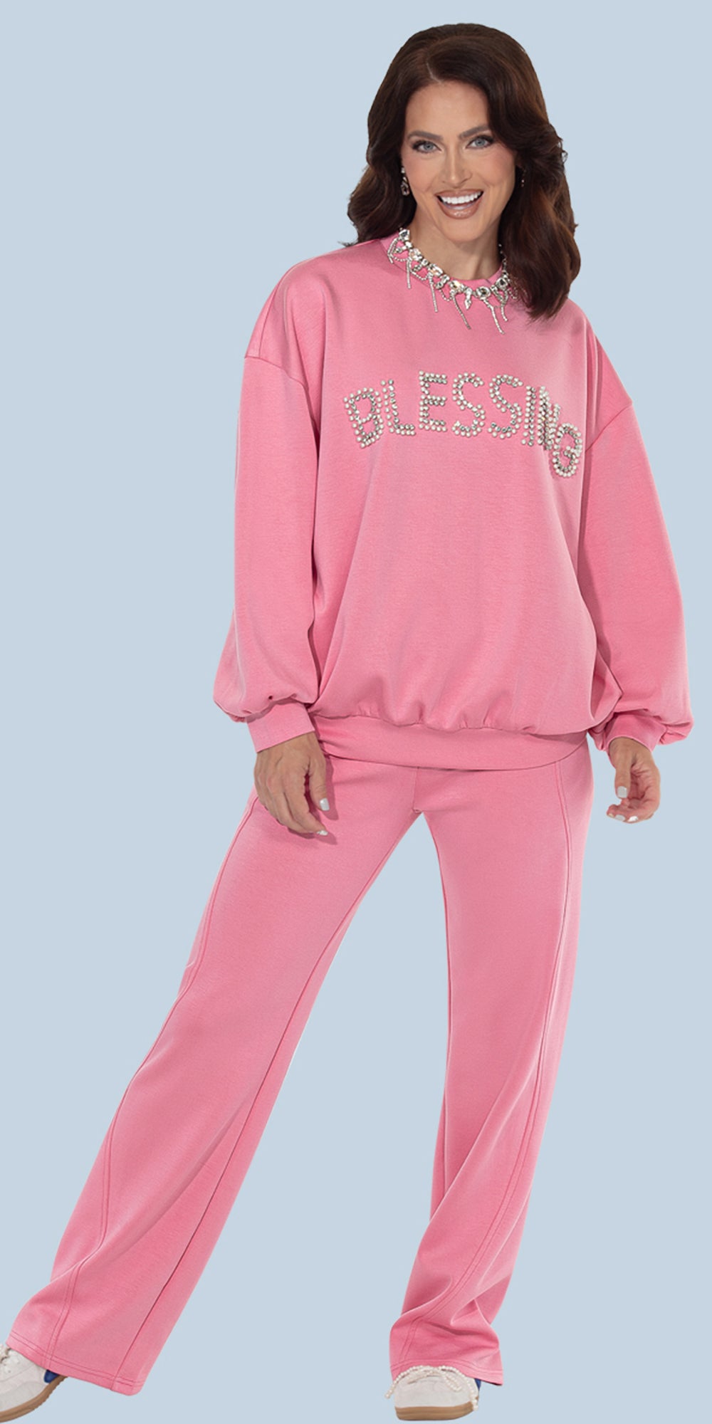 Love The Queen 17640 - Pretty Pink - 2 pc Top and Pant Set