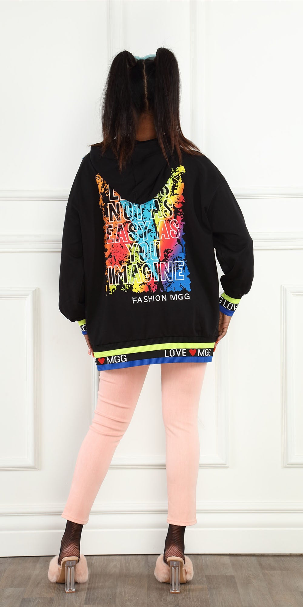 Luxe Moda - LM178 - Black - Teddy Bear Hooded Sweater