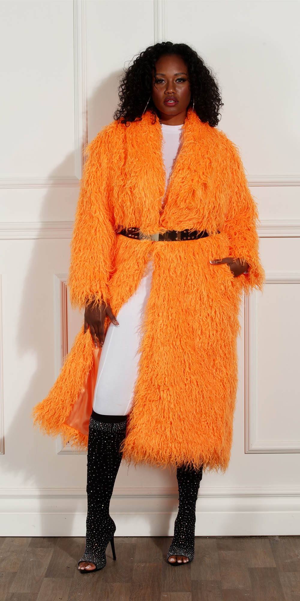 Luxe Moda LM230 - Tangerine - Shag Coat