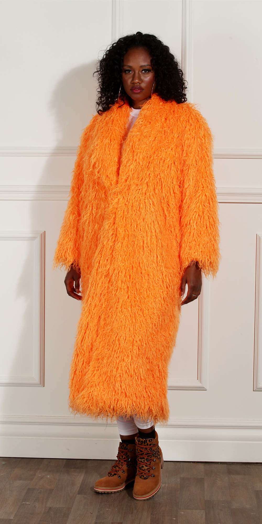 Luxe Moda LM230 - Tangerine - Shag Coat