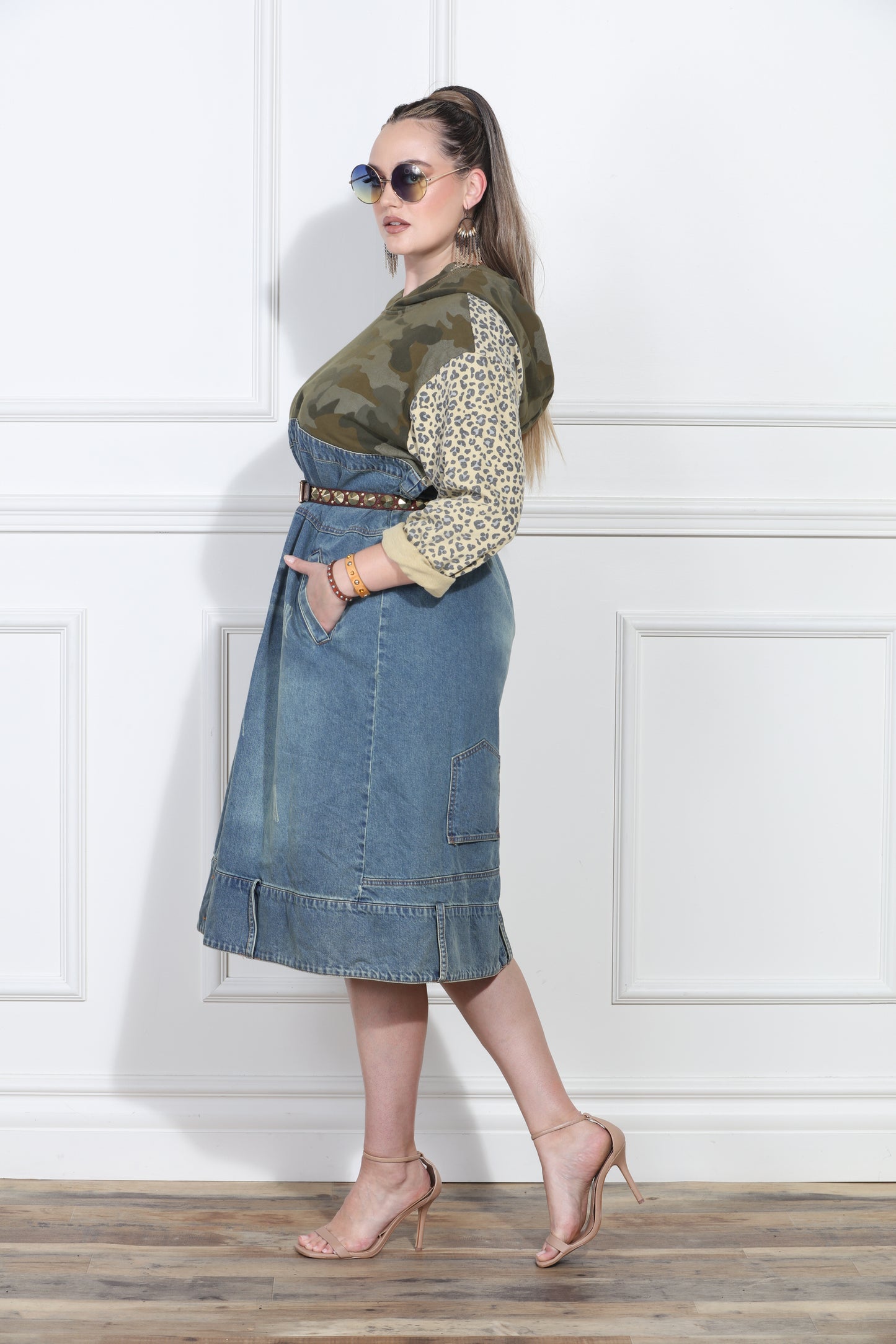 Luxe Moda LM417 - Camo Denim - Print Denim Dress