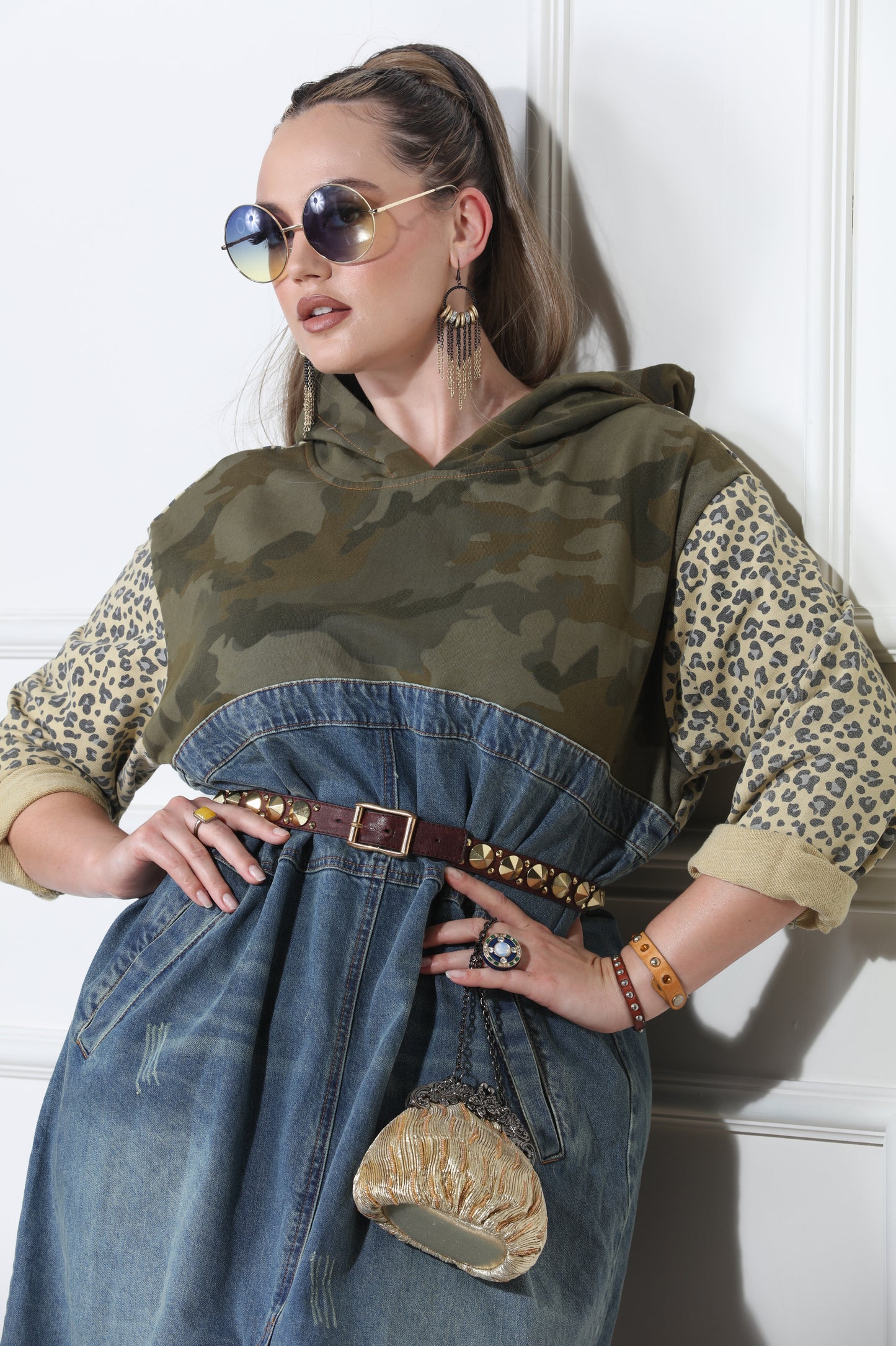 Luxe Moda LM417 - Camo Denim - Print Denim Dress