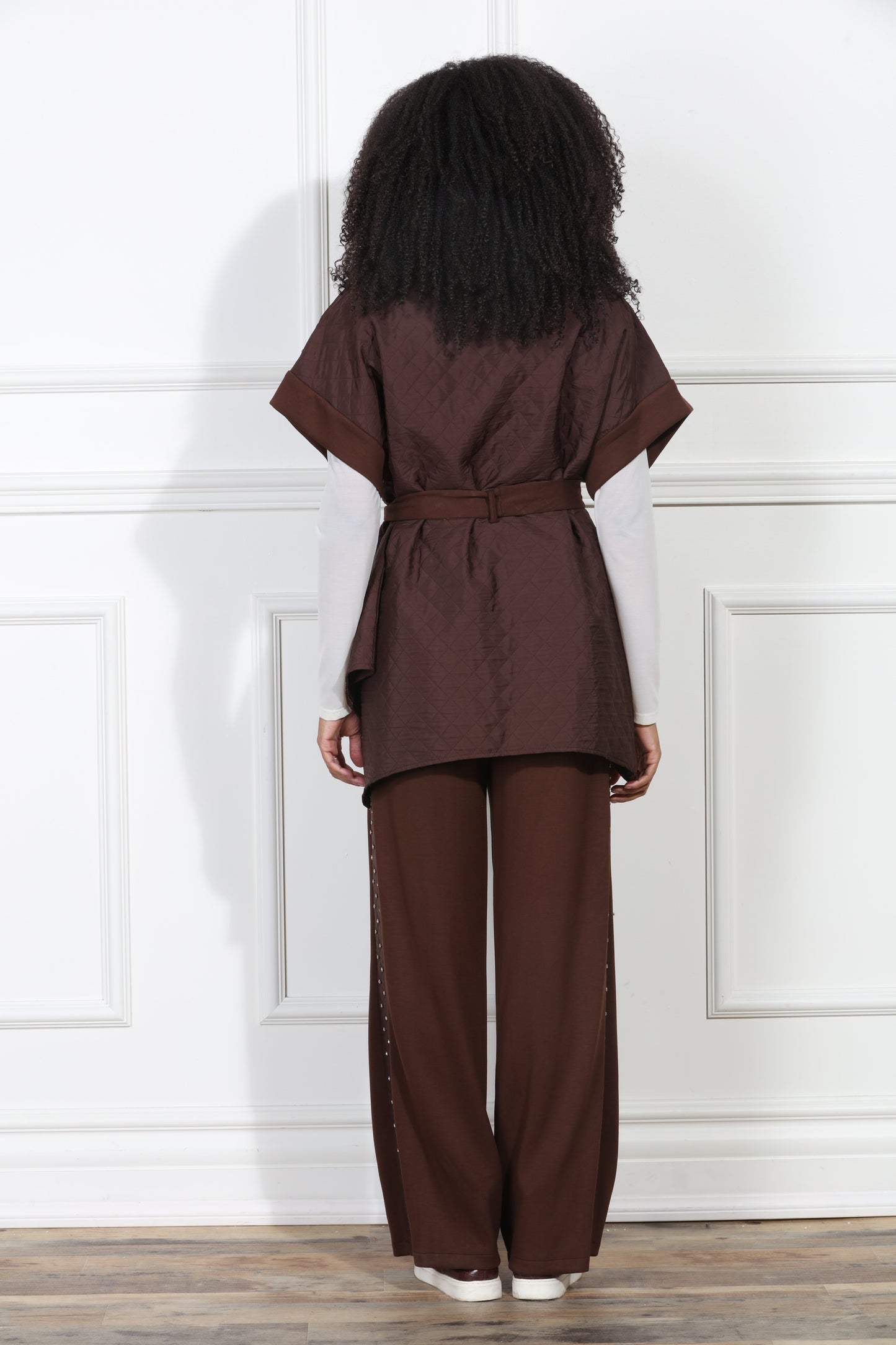 Luxe Modaa LM427 - Brown - 2pc Kimono and Pant Set