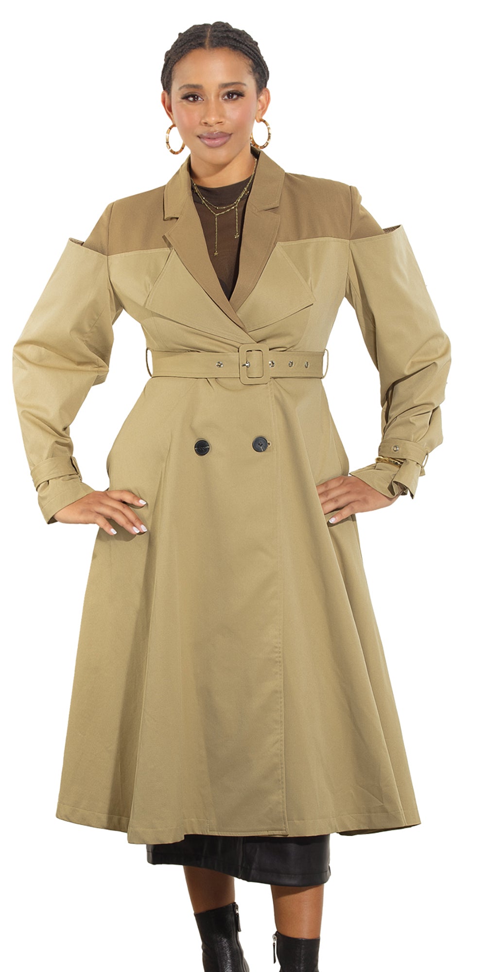Luxe Moda LM476 - Beige Khaki - Coat